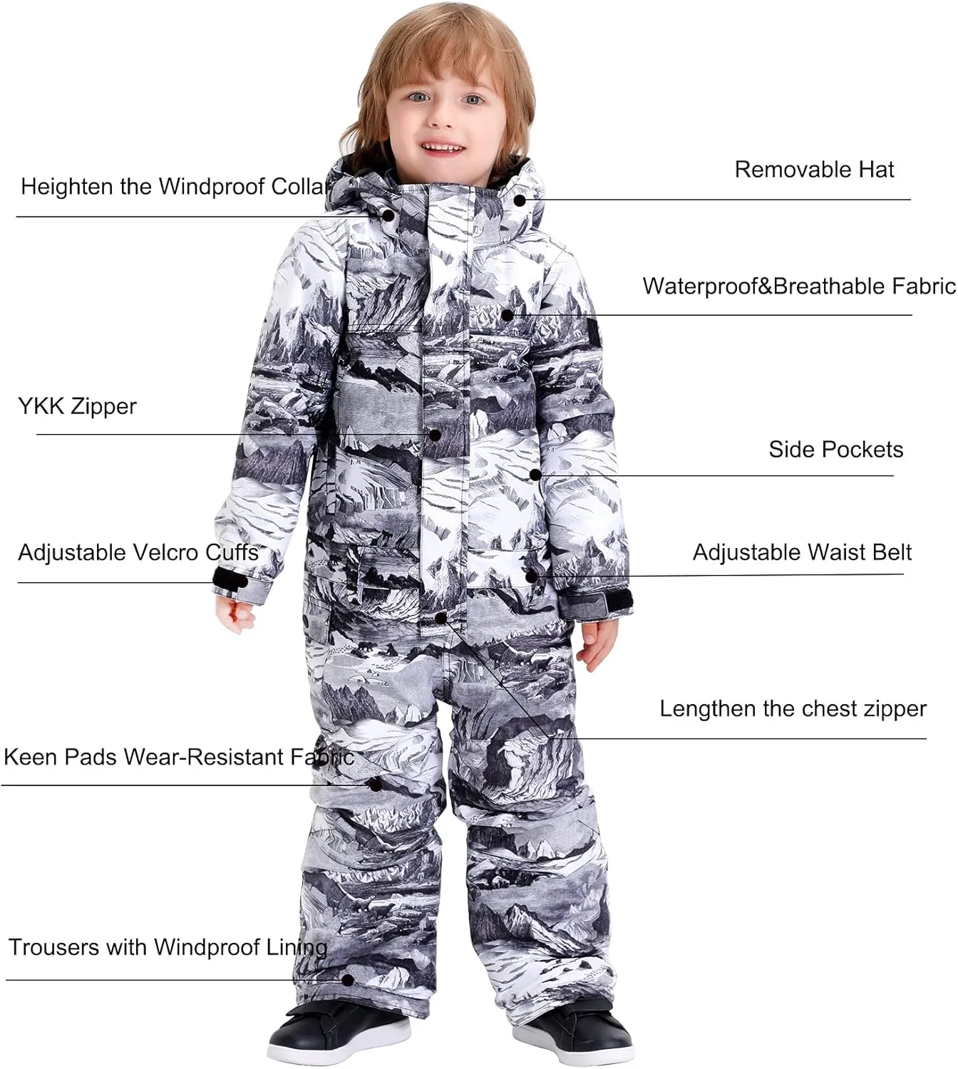 GSOU SNOW Ski Suit Kids Snowsuit One Piece Boys Girls Snowboard Suit Ski Jumpsuits Coveralls Waterproof Windproof