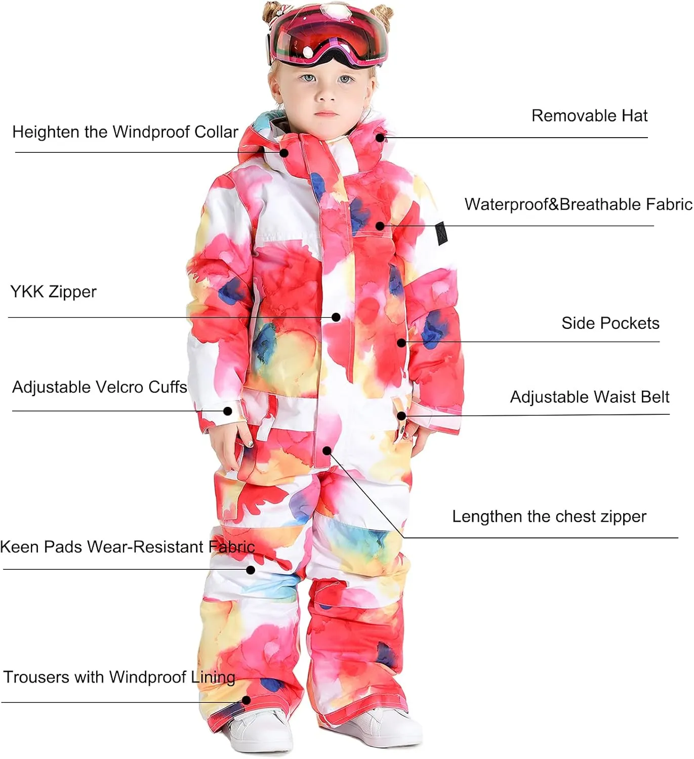 GSOU SNOW Ski Suit Kids Snowsuit One Piece Boys Girls Snowboard Suit Ski Jumpsuits Coveralls Waterproof Windproof