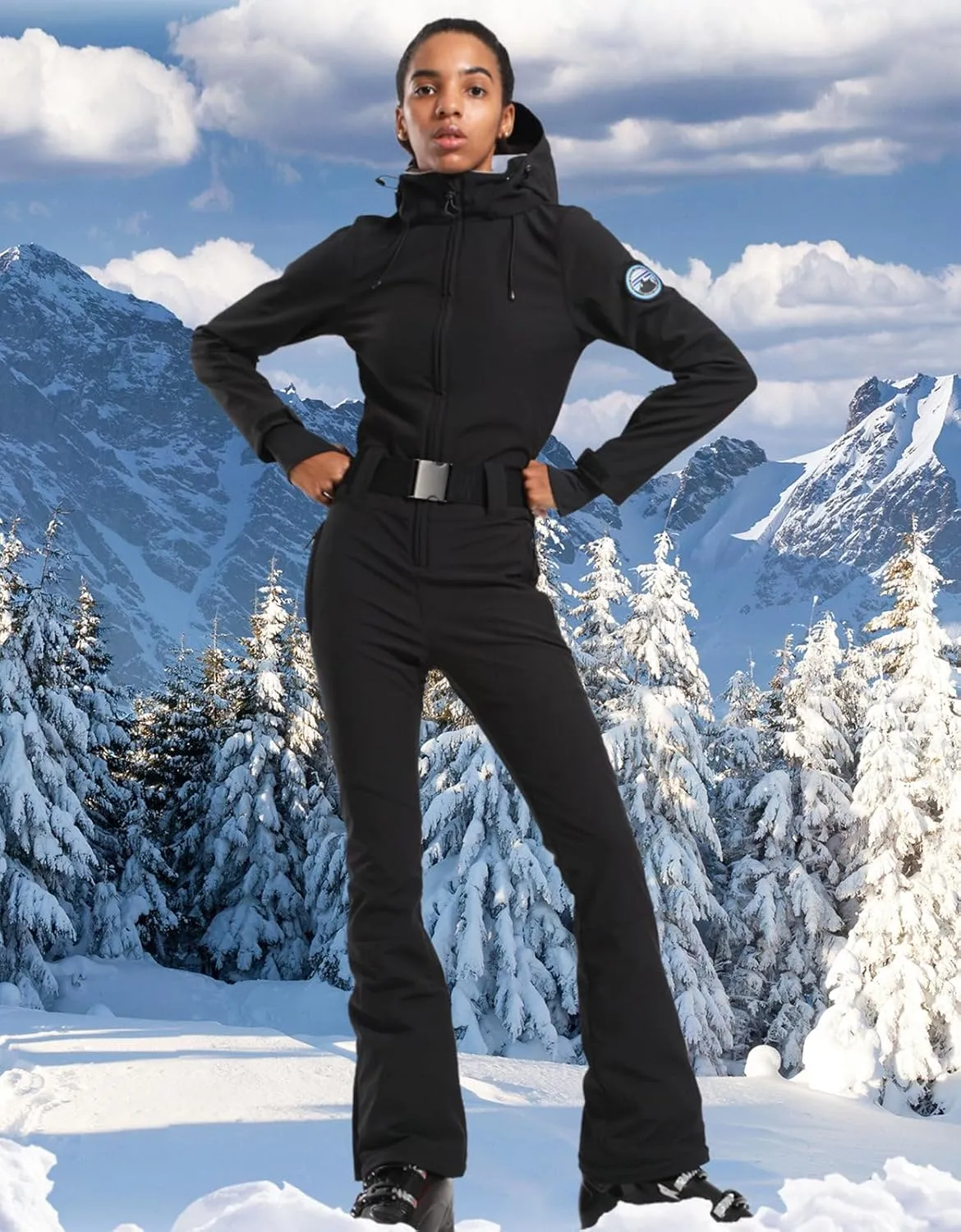 GSOU SNOW Ski Suit Women One Piece Jumpsuit Snowsuit adult Slim Winter Waterproof Windproof Outdoor Sports Warm
