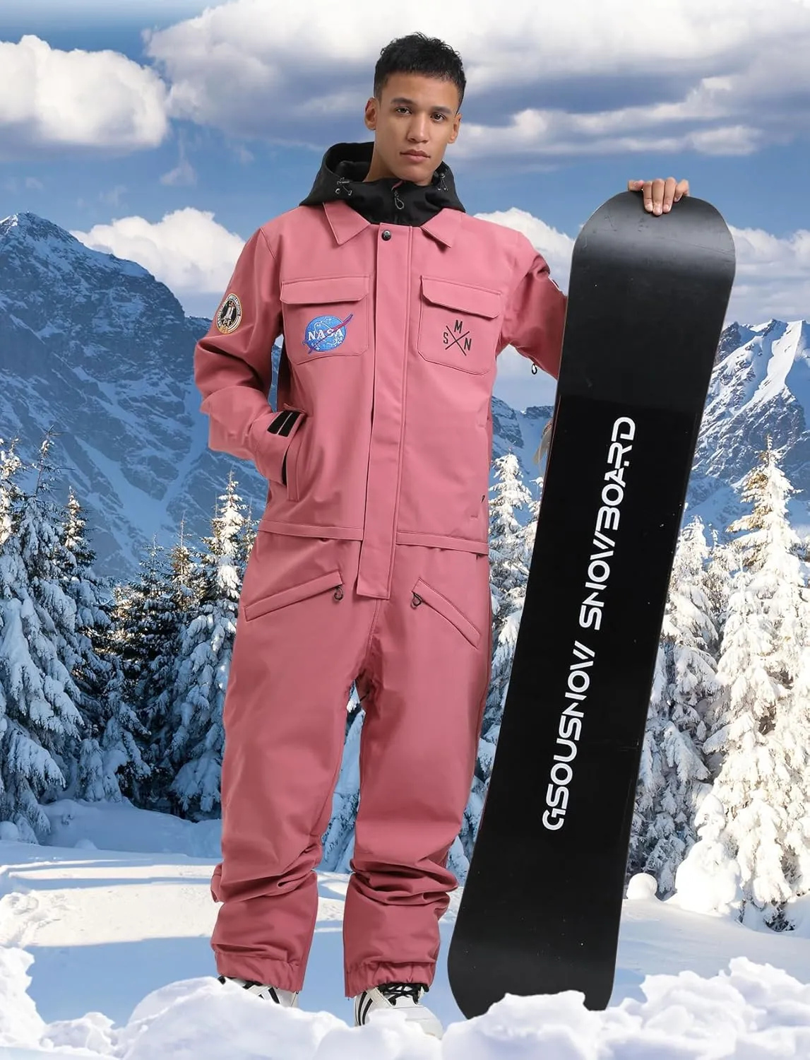 GSOU SNOW Ski Suits Women Men One Piece Snow Suits Waterproof Windproof Men Snowsuit Insulated Ski Jumpsuit for Snow Sports