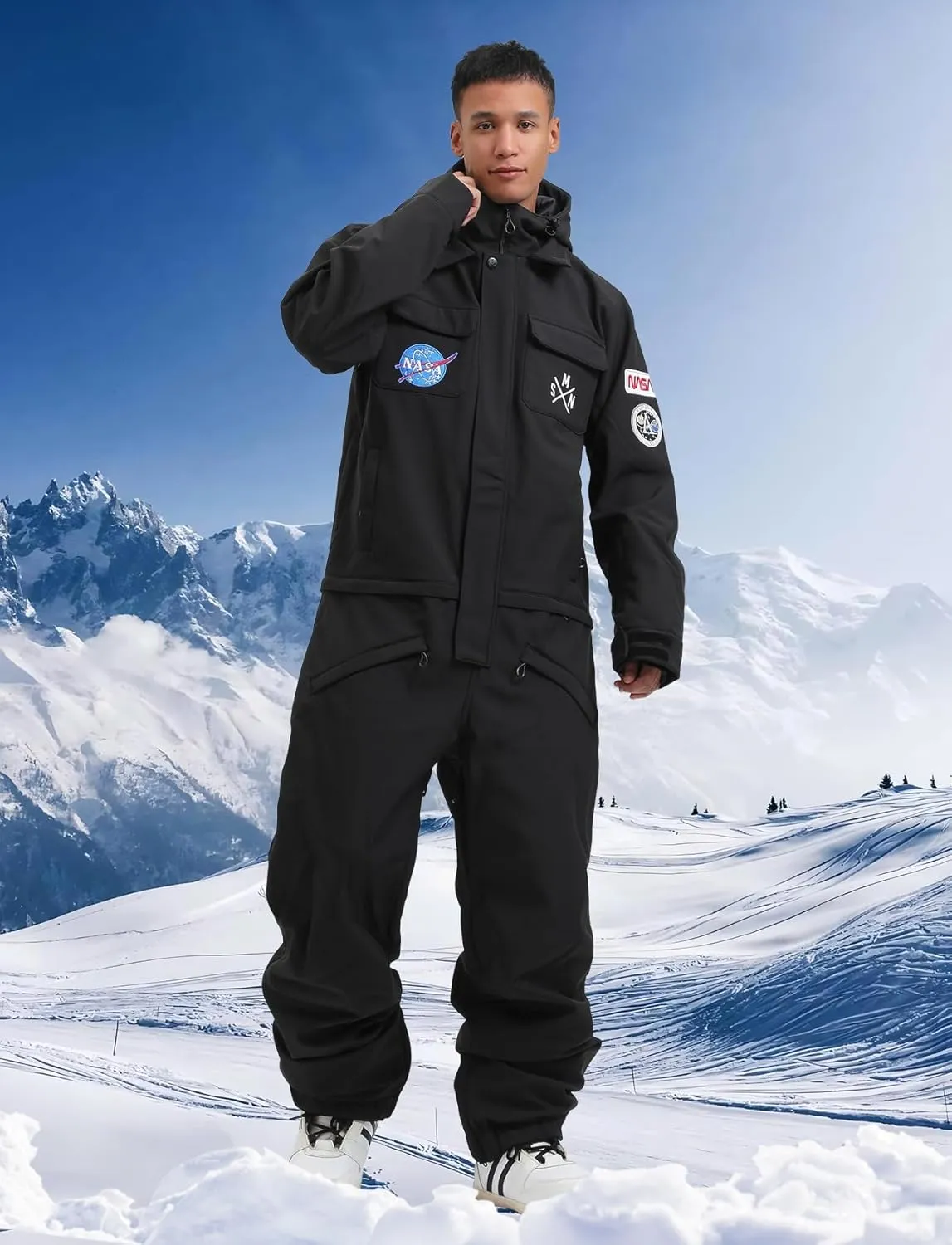 GSOU SNOW Ski Suits Women Men One Piece Snow Suits Waterproof Windproof Men Snowsuit Insulated Ski Jumpsuit for Snow Sports