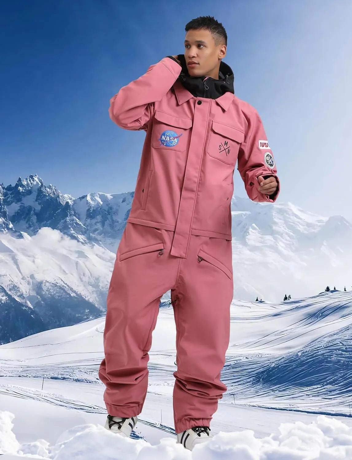 GSOU SNOW Ski Suits Women Men One Piece Snow Suits Waterproof Windproof Men Snowsuit Insulated Ski Jumpsuit for Snow Sports