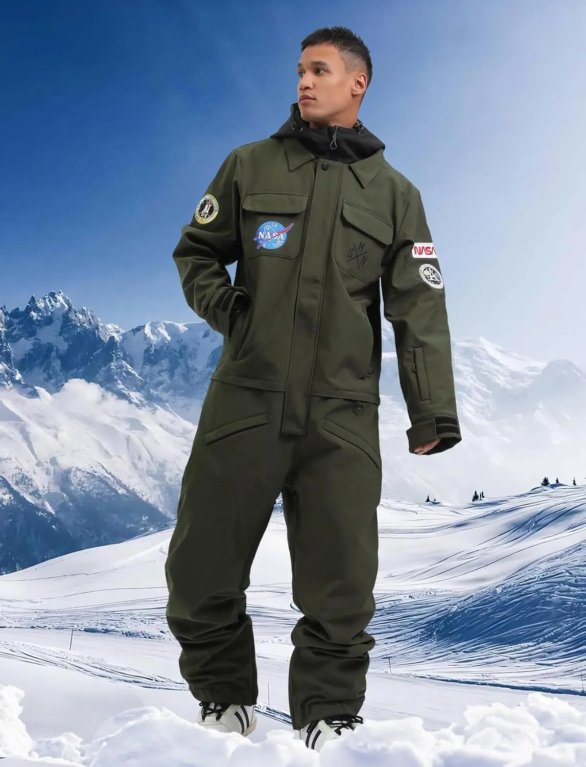GSOU SNOW Ski Suits Women Men One Piece Snow Suits Waterproof Windproof Men Snowsuit Insulated Ski Jumpsuit for Snow Sports