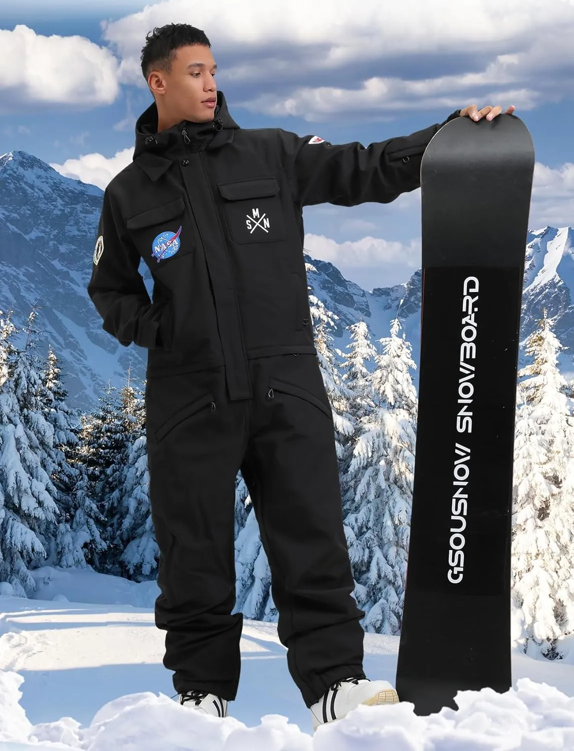 GSOU SNOW Ski Suits Women Men One Piece Snow Suits Waterproof Windproof Men Snowsuit Insulated Ski Jumpsuit for Snow Sports