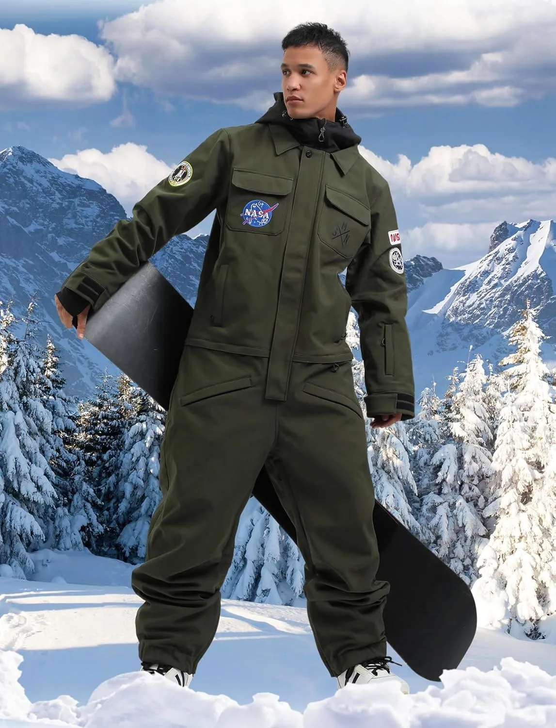 GSOU SNOW Ski Suits Women Men One Piece Snow Suits Waterproof Windproof Men Snowsuit Insulated Ski Jumpsuit for Snow Sports
