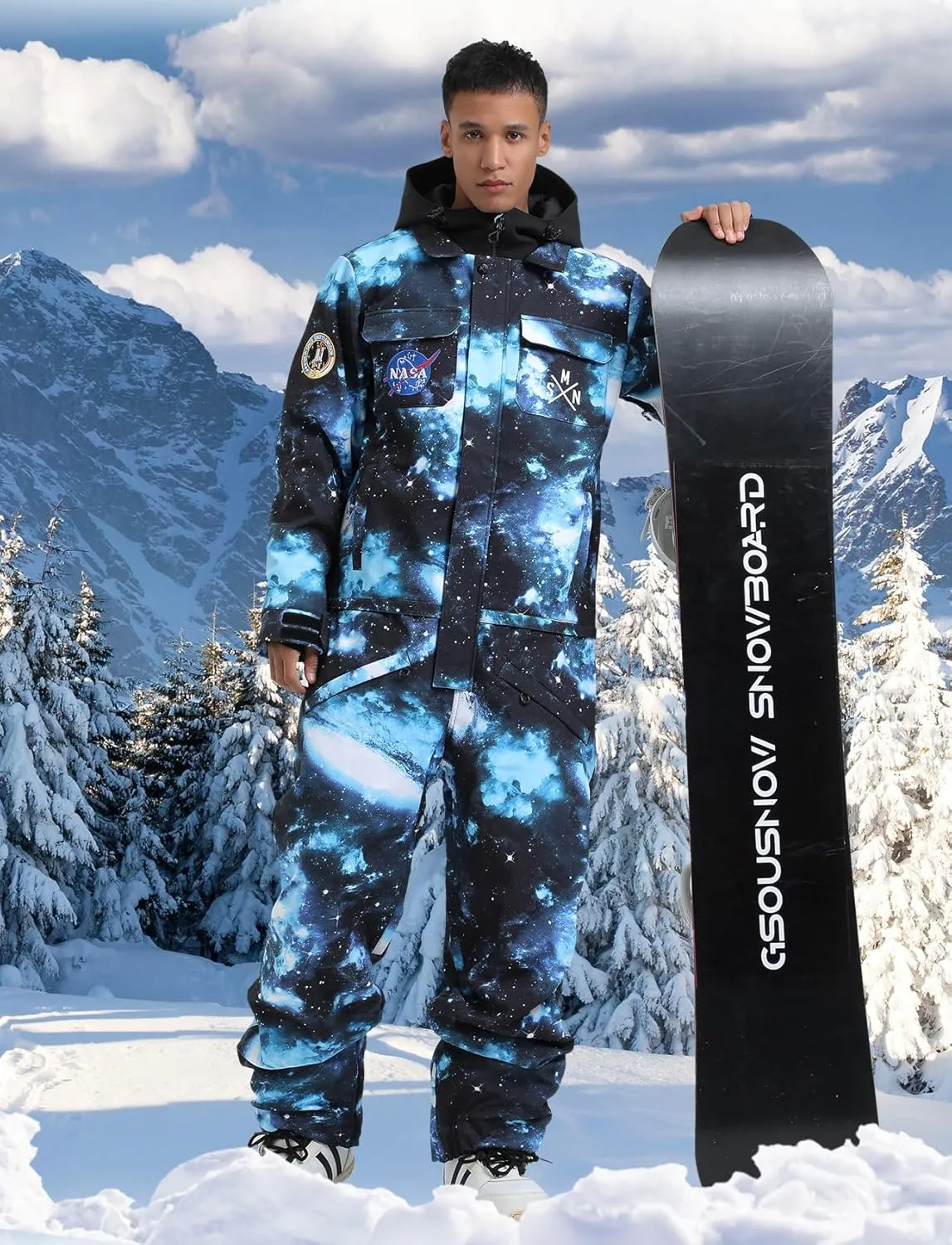GSOU SNOW Ski Suits Women Men One Piece Snow Suits Waterproof Windproof Men Snowsuit Insulated Ski Jumpsuit for Snow Sports