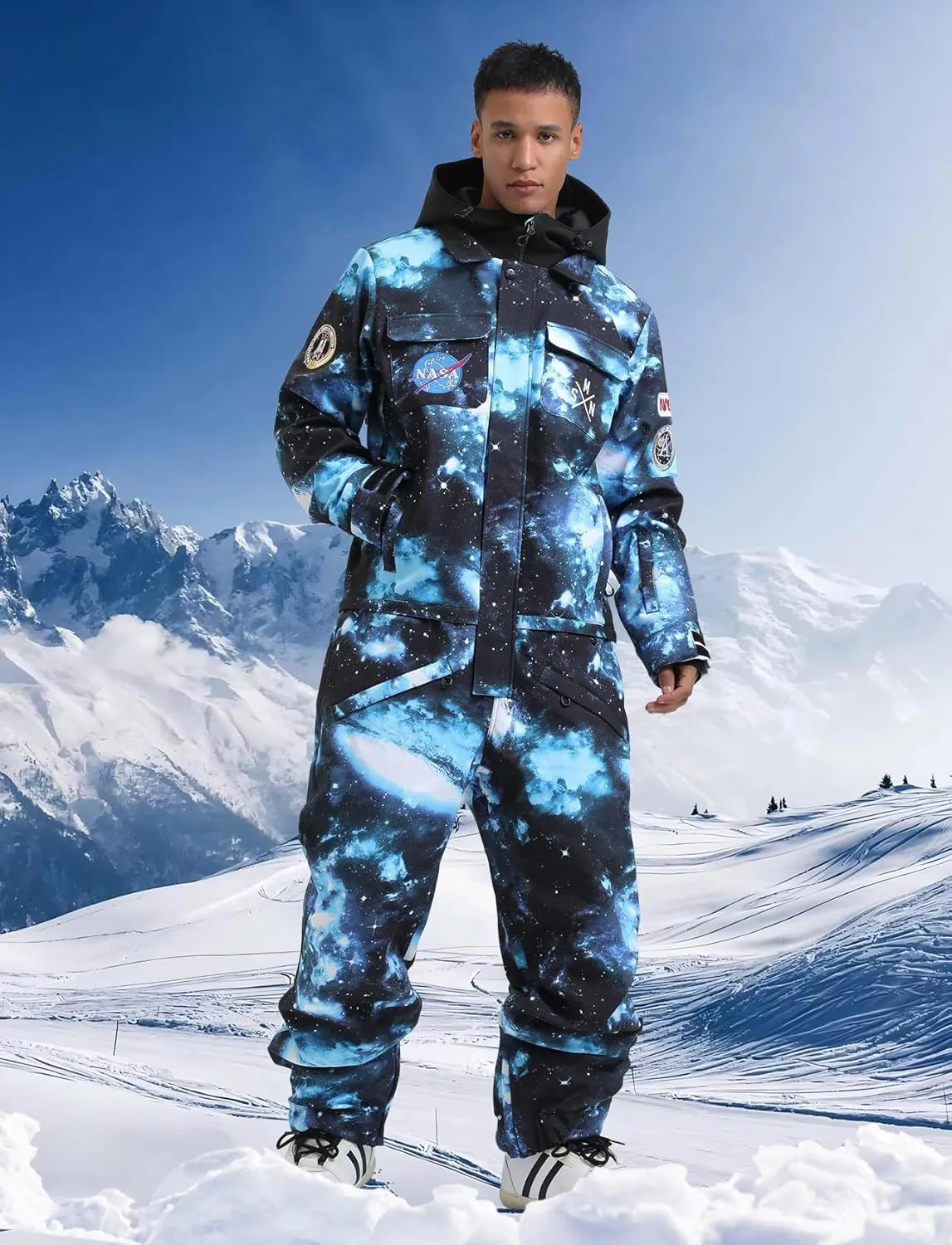 GSOU SNOW Ski Suits Women Men One Piece Snow Suits Waterproof Windproof Men Snowsuit Insulated Ski Jumpsuit for Snow Sports