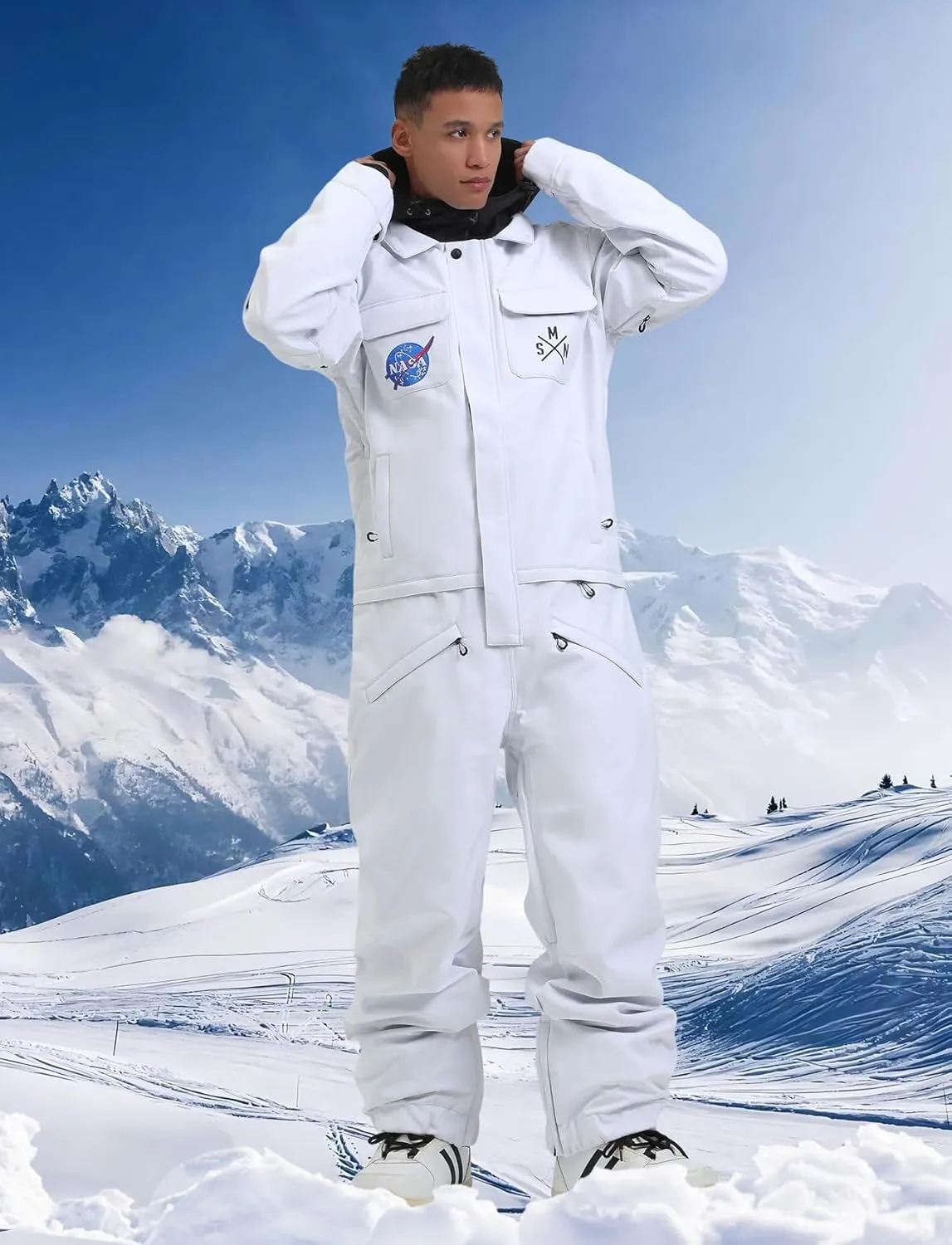 GSOU SNOW Ski Suits Women Men One Piece Snow Suits Waterproof Windproof Men Snowsuit Insulated Ski Jumpsuit for Snow Sports