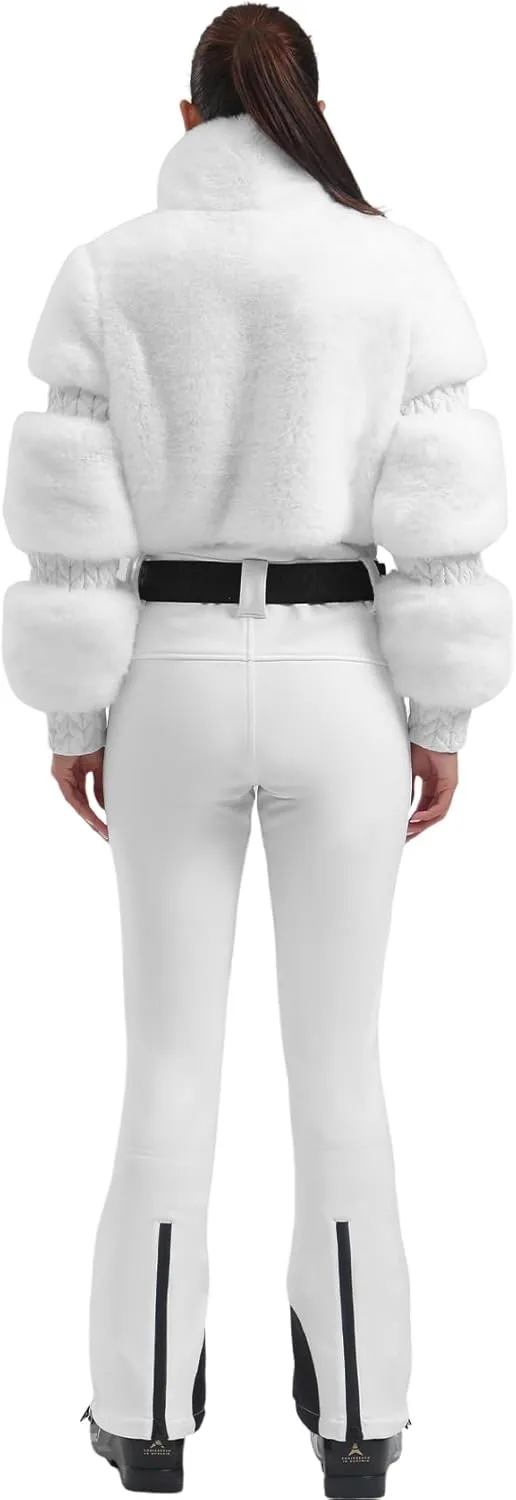 GSOU SNOW Women Ski Suit One Piece Snowsuit Snowboard Faux Fur Collar Slim Jumpsuit Jacket Insulated Windproof Outdoor Winter
