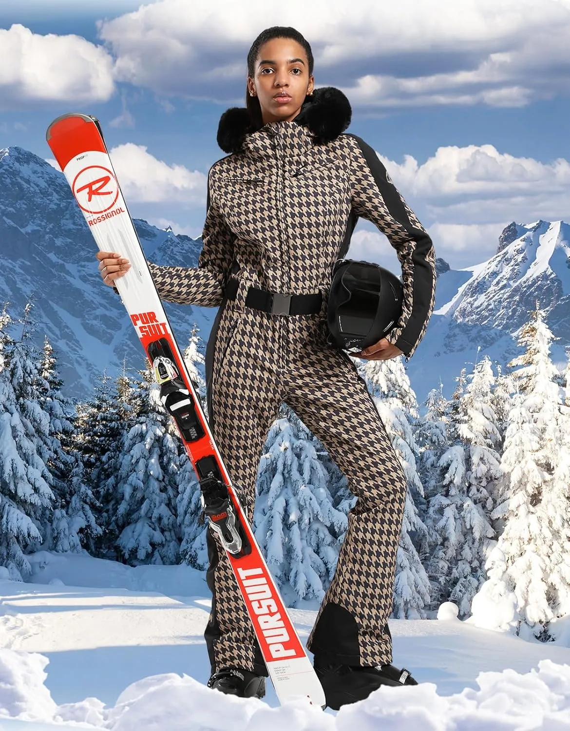 GSOU SNOW Womens Ski Suit One Piece Snowsuit Snowboard Slim Insulated Jumpsuit Jacket Waterproof Windproof for Outdoor Sports