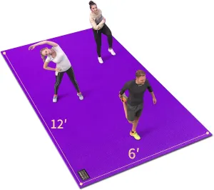 GXMMAT Extra Large Exercise Mat 16'x6'/12'x6'/10'x6'/8'x6'(7mm), Extra Wide Workout Mats for Home Gym Flooring, Non-Slip Thick Durable Cardio Mat for MMA,Plyo,Jump Rope,Weights,Fitness,Shoe-Friendly
