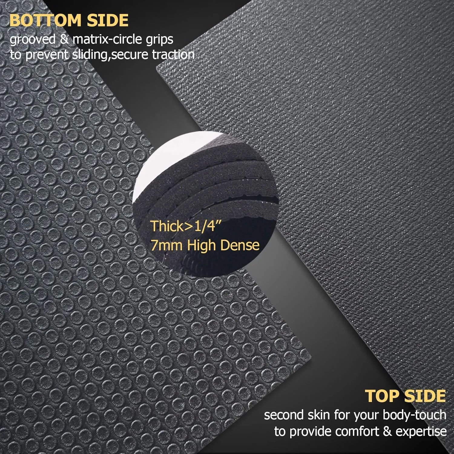 GXMMAT Large Exercise Mat 6'x4'/6'x5'/6'x6'(7mm), Thick Workout Mats for Home Gym Flooring, Extra Wide Non-Slip Durable Cardio Mat, Shoe Friendly, Perfect for Plyo, MMA, Jump Rope, Weights, Fitness