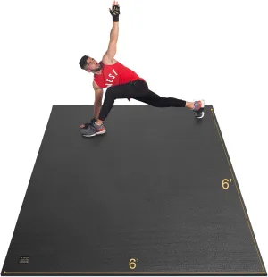 GXMMAT Large Exercise Mat 6'x4'/6'x5'/6'x6'(7mm), Thick Workout Mats for Home Gym Flooring, Extra Wide Non-Slip Durable Cardio Mat, Shoe Friendly, Perfect for Plyo, MMA, Jump Rope, Weights, Fitness