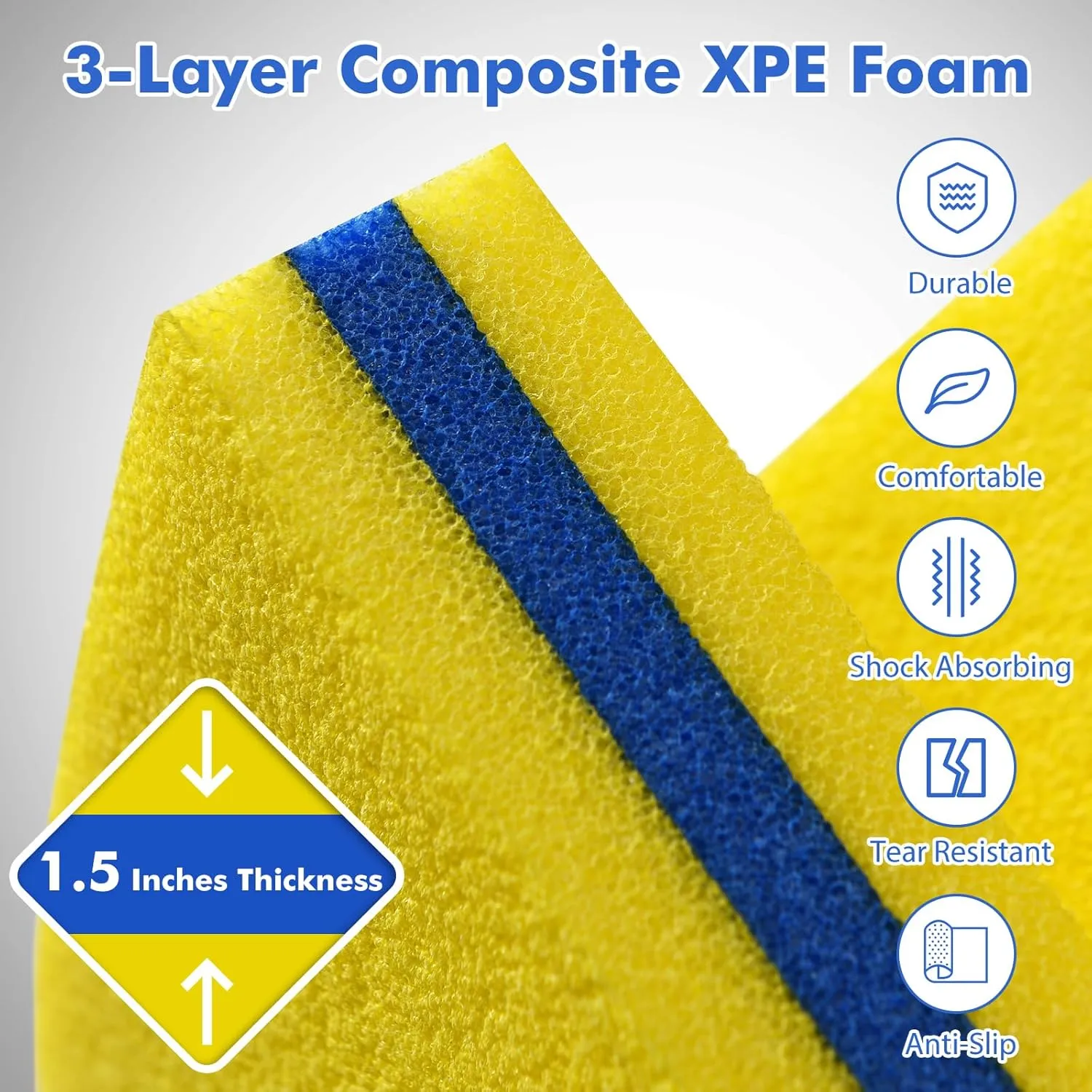GYMAX Floating Water Pad, 9/18 FT x 6 FT Water Foam Mat with Rolling Pillow, 3-Layer Floating Island for Pool River Lake Beach Sea Activities