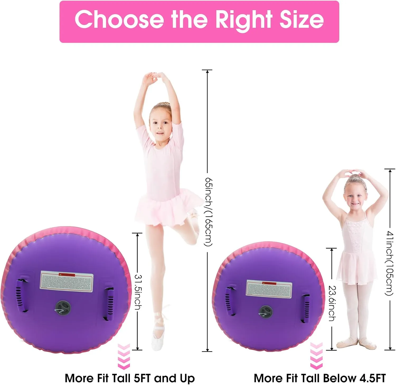 Gymnastics Air Barrel Roller Air Spot, Inflatable Tumbling Mat Tumble Track Gymnastic Equipment Balance Cylinder with Pump for Yoga Cheerleading Home Use Gym