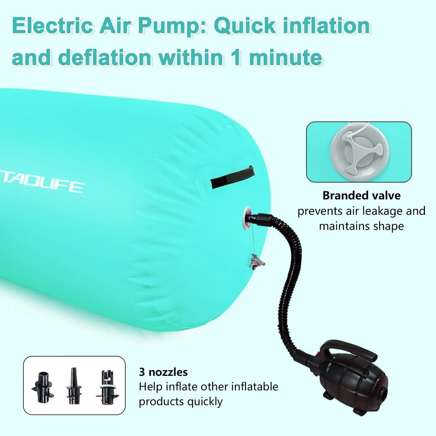 Gymnastics Air Roller Air Barrel, Inflatable Tumble Roller Mat, Air Roller Gymnastics Barrel Kids Back Somersault Backbend Trainer for Yoga Training Cheerleading Home Use