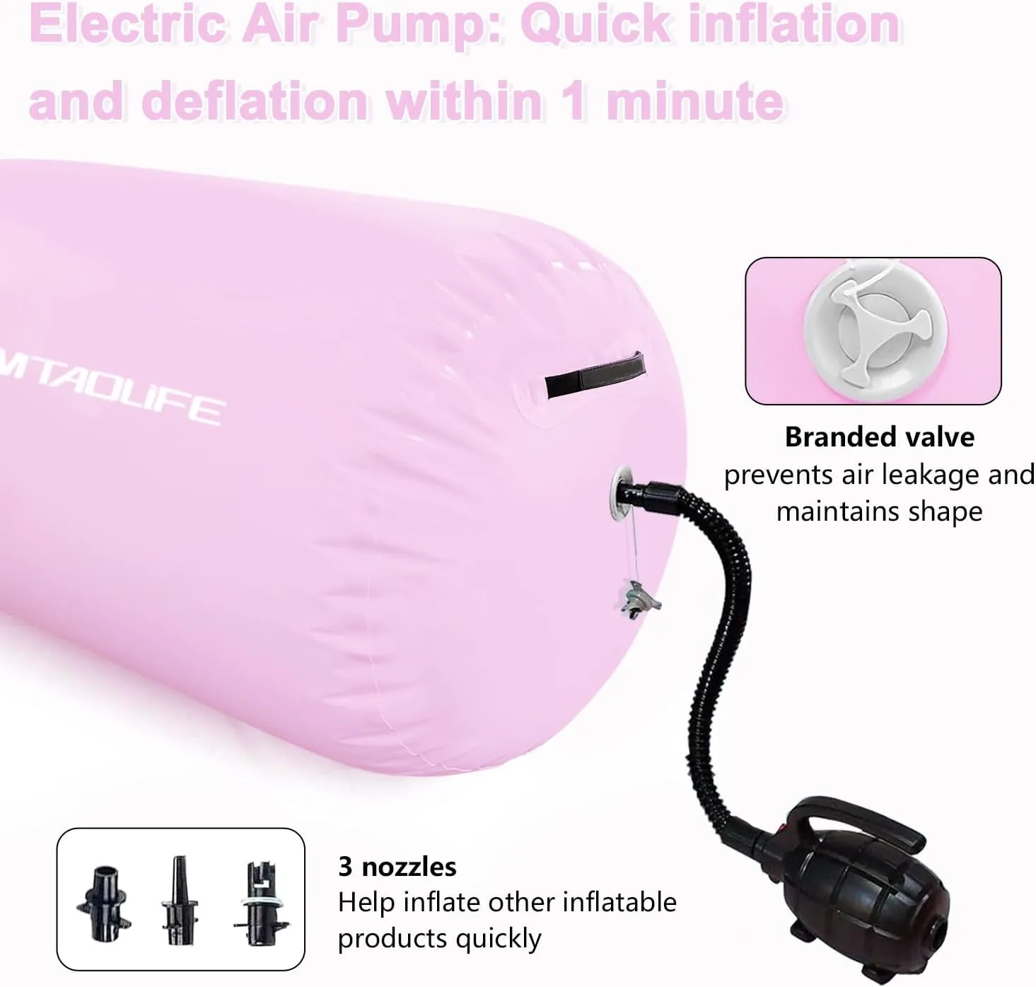Gymnastics Air Roller Air Barrel, Inflatable Tumble Roller Mat, Air Roller Gymnastics Barrel Kids Back Somersault Backbend Trainer for Yoga Training Cheerleading Home Use