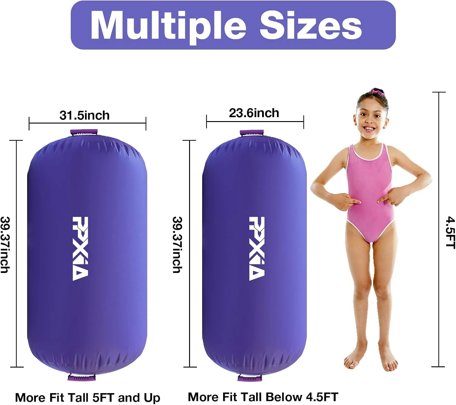 Gymnastics Air Roller Air Barrel Inflatable Tumbling Mat, Tumble Track Backhandspring Mat Gymnastic Equipment with Pump for Yoga Training Cheerleading Home Use