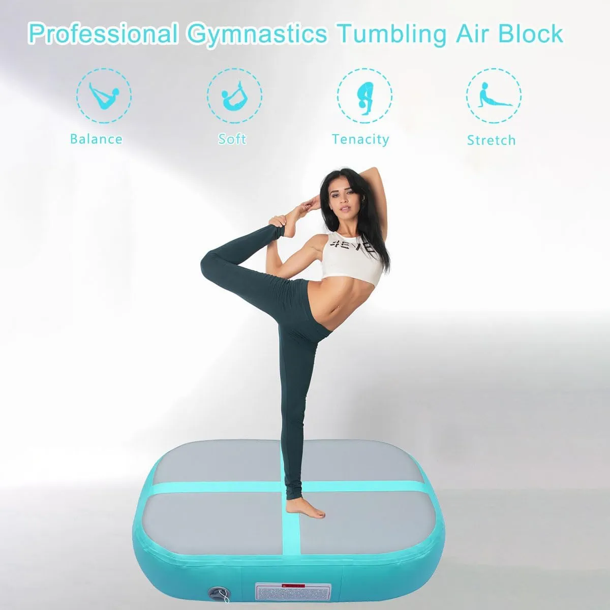 Gymnastics Air Roller Air Barrel Inflatable Tumbling Mat, Tumble Track Backhandspring Mat Gymnastic Equipment with Pump for Yoga Training Cheerleading Home Use