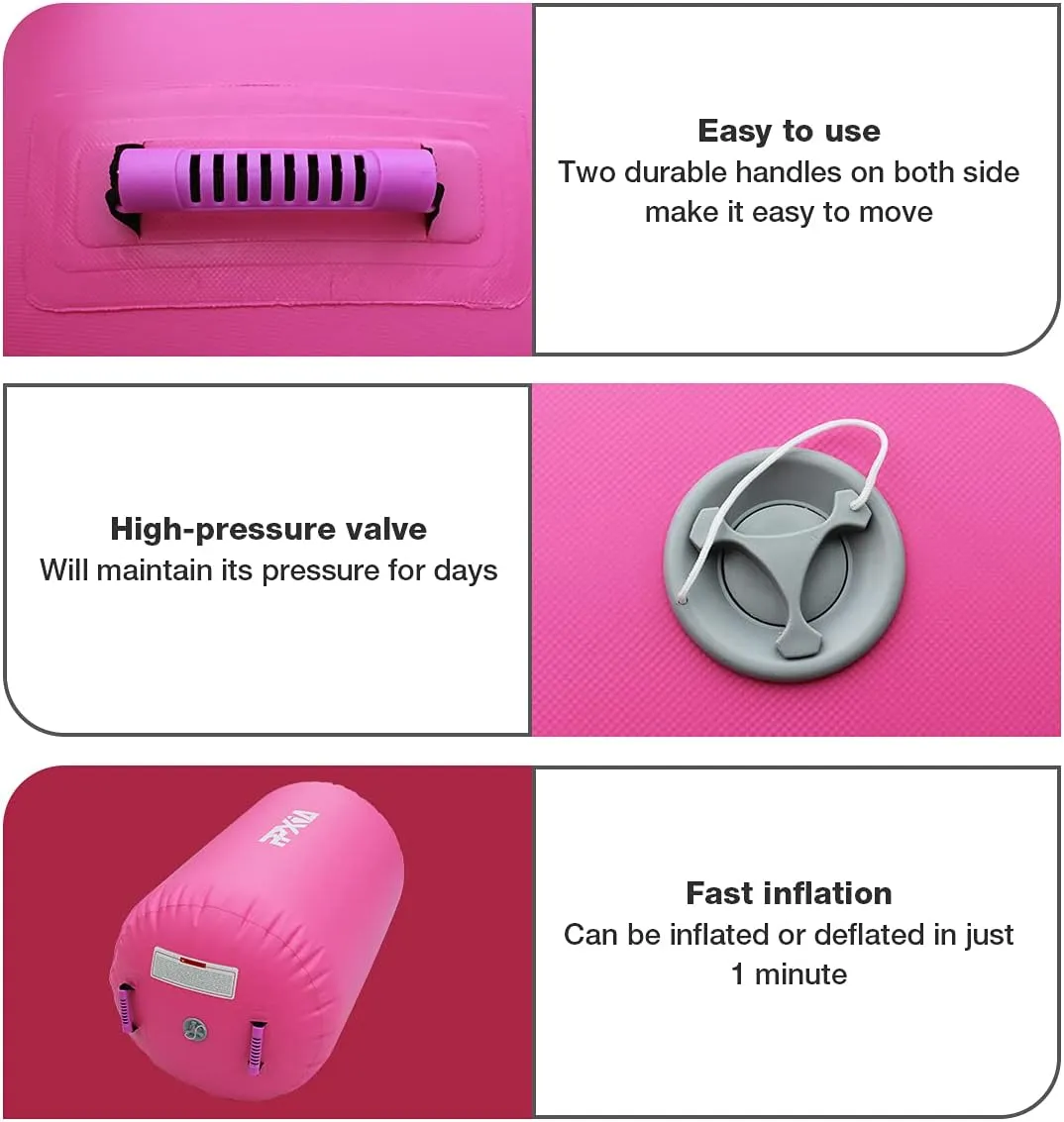 Gymnastics Air Roller Air Barrel Inflatable Tumbling Mat, Tumble Track Backhandspring Mat Gymnastic Equipment with Pump for Yoga Training Cheerleading Home Use