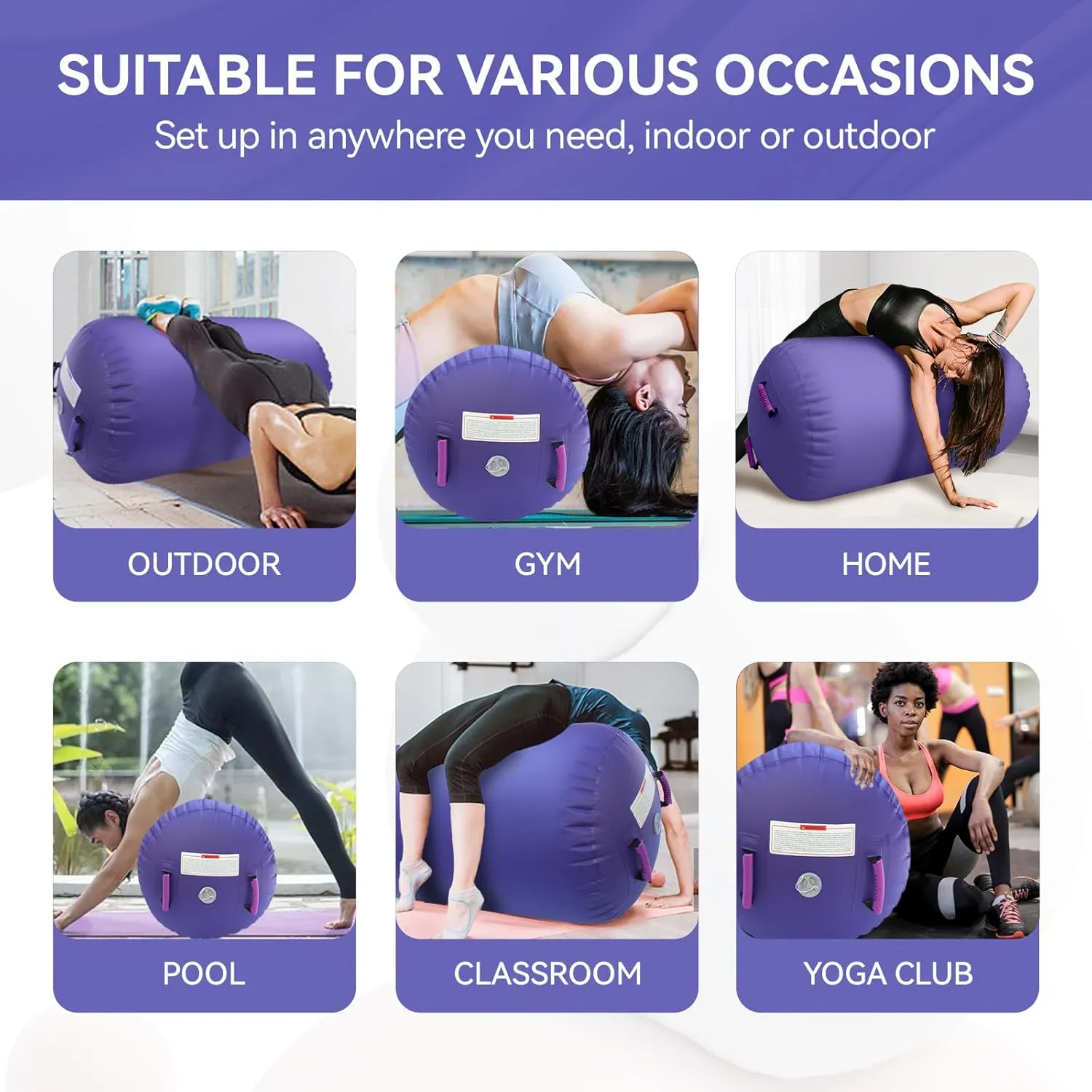 Gymnastics Air Roller Air Barrel Inflatable Tumbling Mat, Tumble Track Backhandspring Mat Gymnastic Equipment with Pump for Yoga Training Cheerleading Home Use