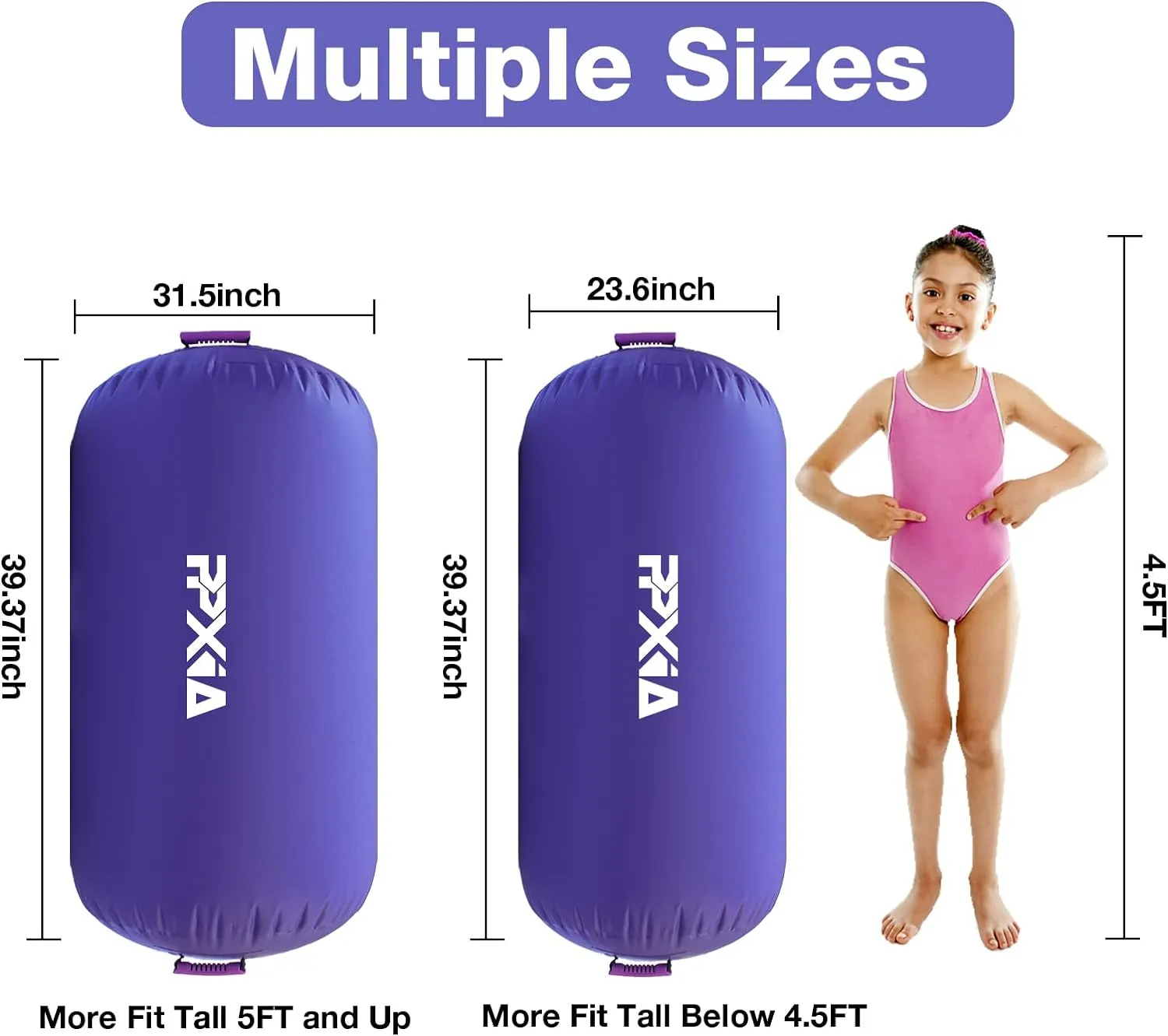 Gymnastics Air Roller Air Barrel Inflatable Tumbling Mat, Tumble Track Backhandspring Mat Gymnastic Equipment with Pump for Yoga Training Cheerleading Home Use