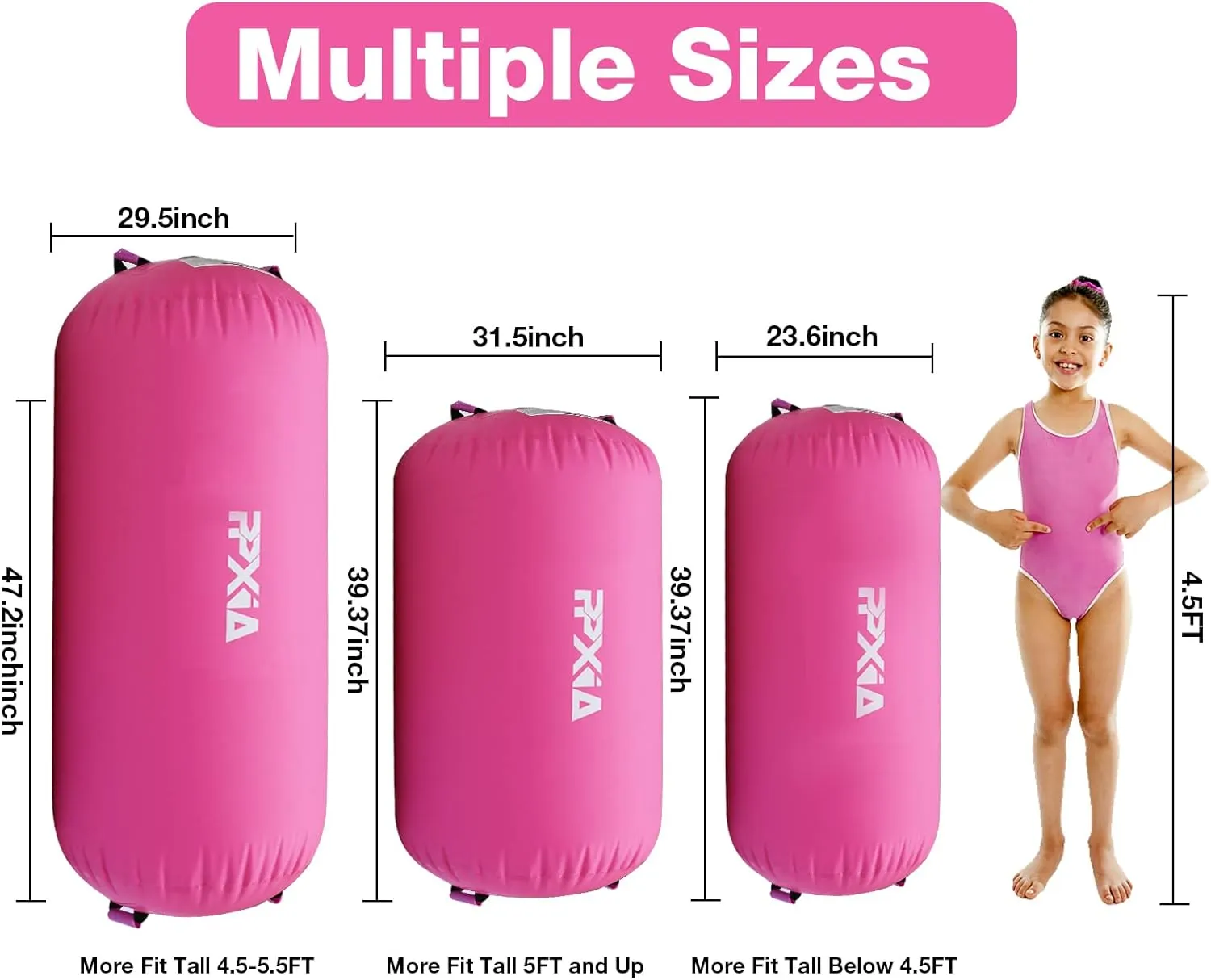 Gymnastics Air Roller Air Barrel Inflatable Tumbling Mat, Tumble Track Backhandspring Mat Gymnastic Equipment with Pump for Yoga Training Cheerleading Home Use