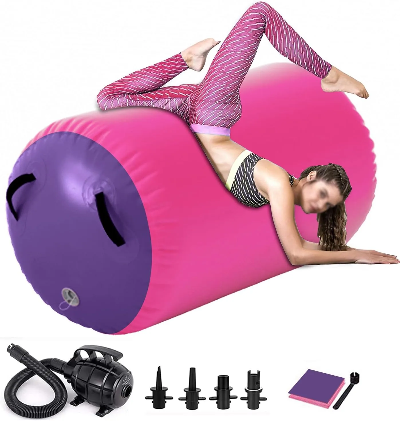Gymnastics Air Roller Air Barrel Inflatable Tumbling Mat,Back Handspring Training Mats For Home Use, Gym Training, Cheerleading With Electric Pump