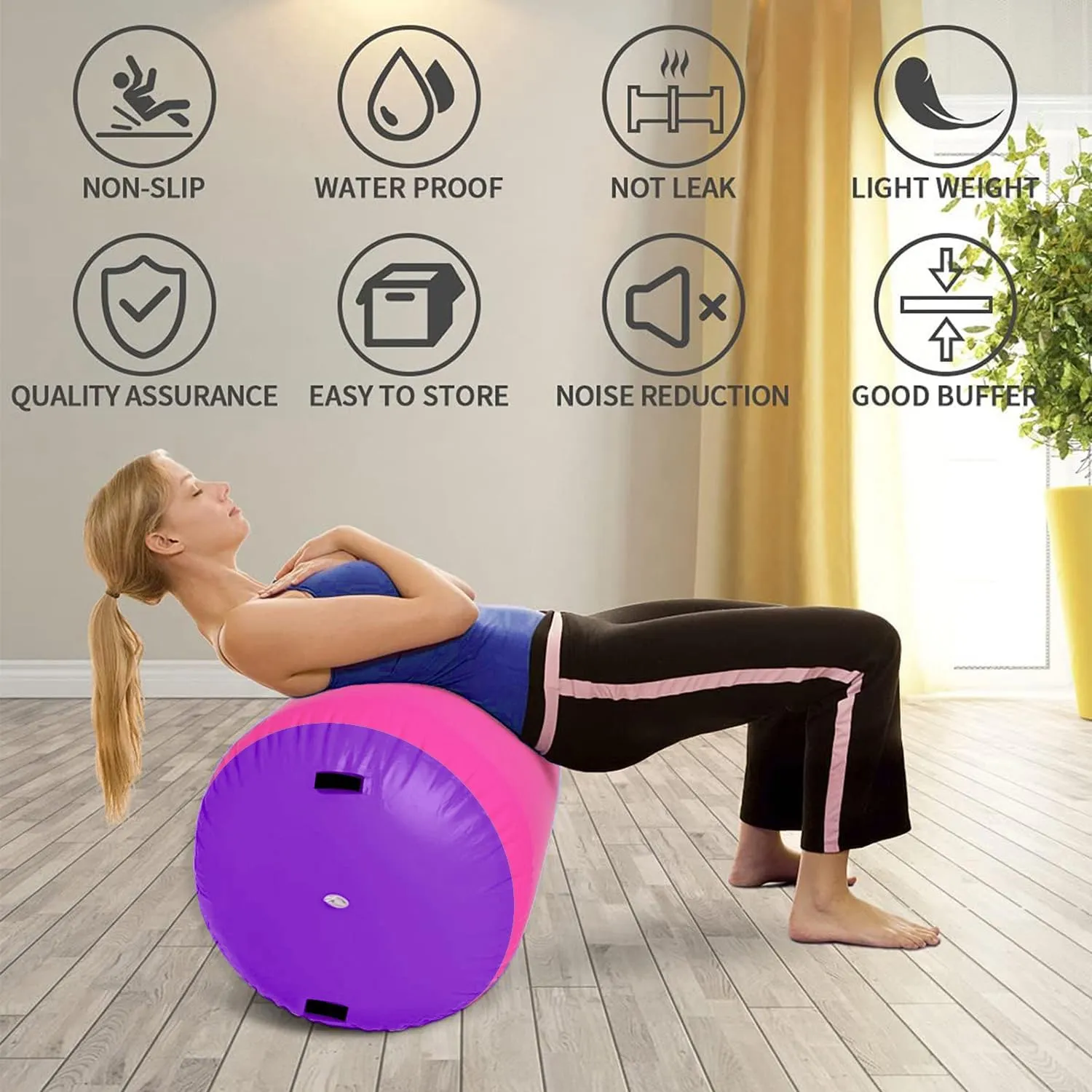 Gymnastics Air Roller Air Barrel Inflatable Tumbling Mat,Back Handspring Training Mats For Home Use, Gym Training, Cheerleading With Electric Pump