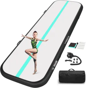 Gymnastics Air Tumbling Mat 13ft/16ft/20ft Tumble Track, Inflatable Tumbling Mat 4/8 inch Thickness with Electric Air Pump for Home Use/Tumbing Meditation/Cheerleading/Water Use