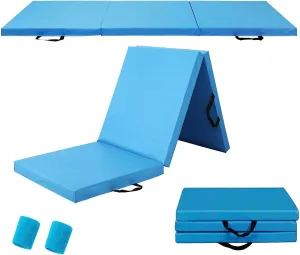 Gymnastics Exercise Mat - 2 Inch Thick Gym Mat PU Leather Waterproof for Tumbling, Folding Easy Carry Durable Gymnastic Mat, Balance and Home Workouts for Practice and Training Fitness