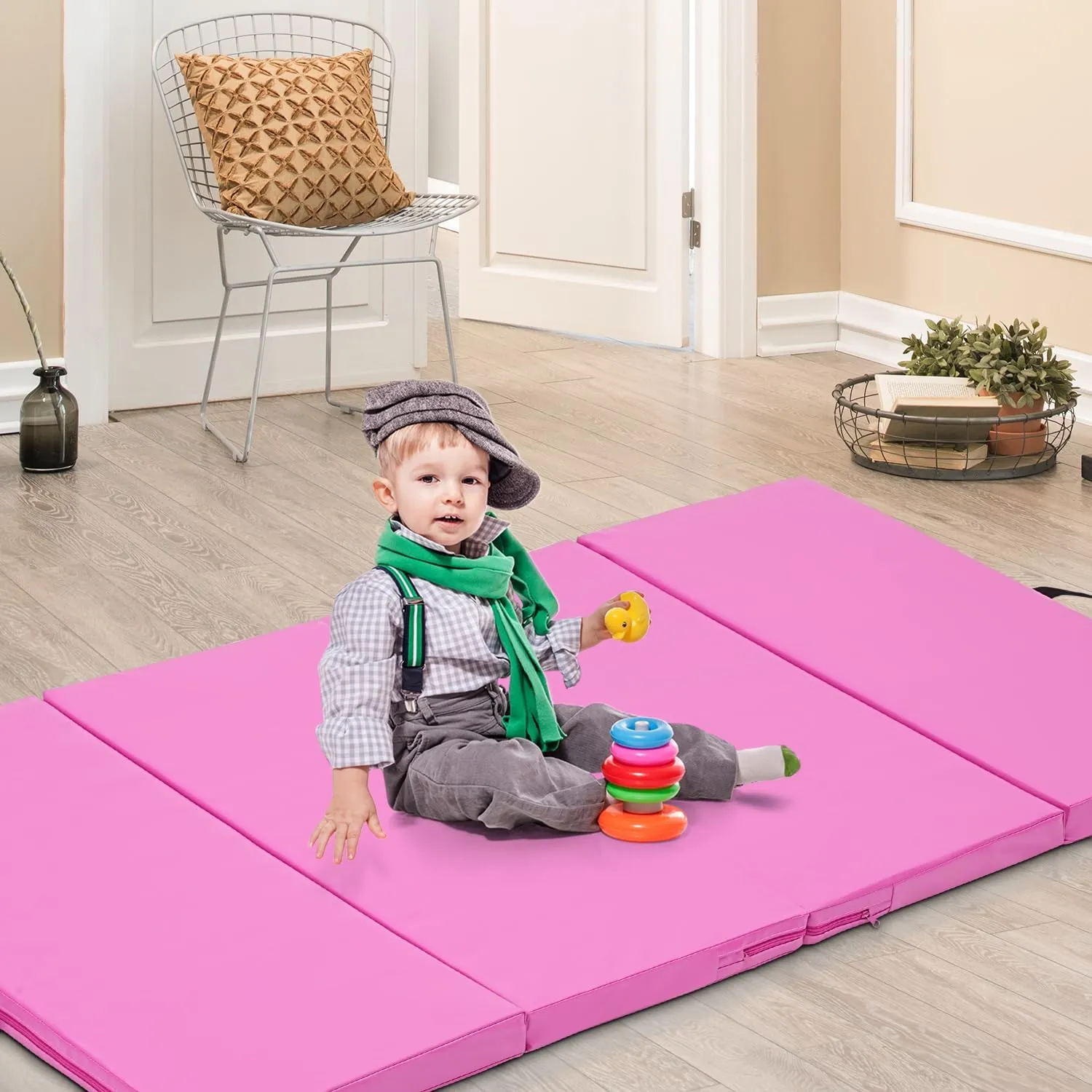 Gymnastics Mat, 3'x6'/4'x8' Thick Folding Kids' Gymnastic Tumbling Mat with Carrying Handles for Home Gym Exercise & Play