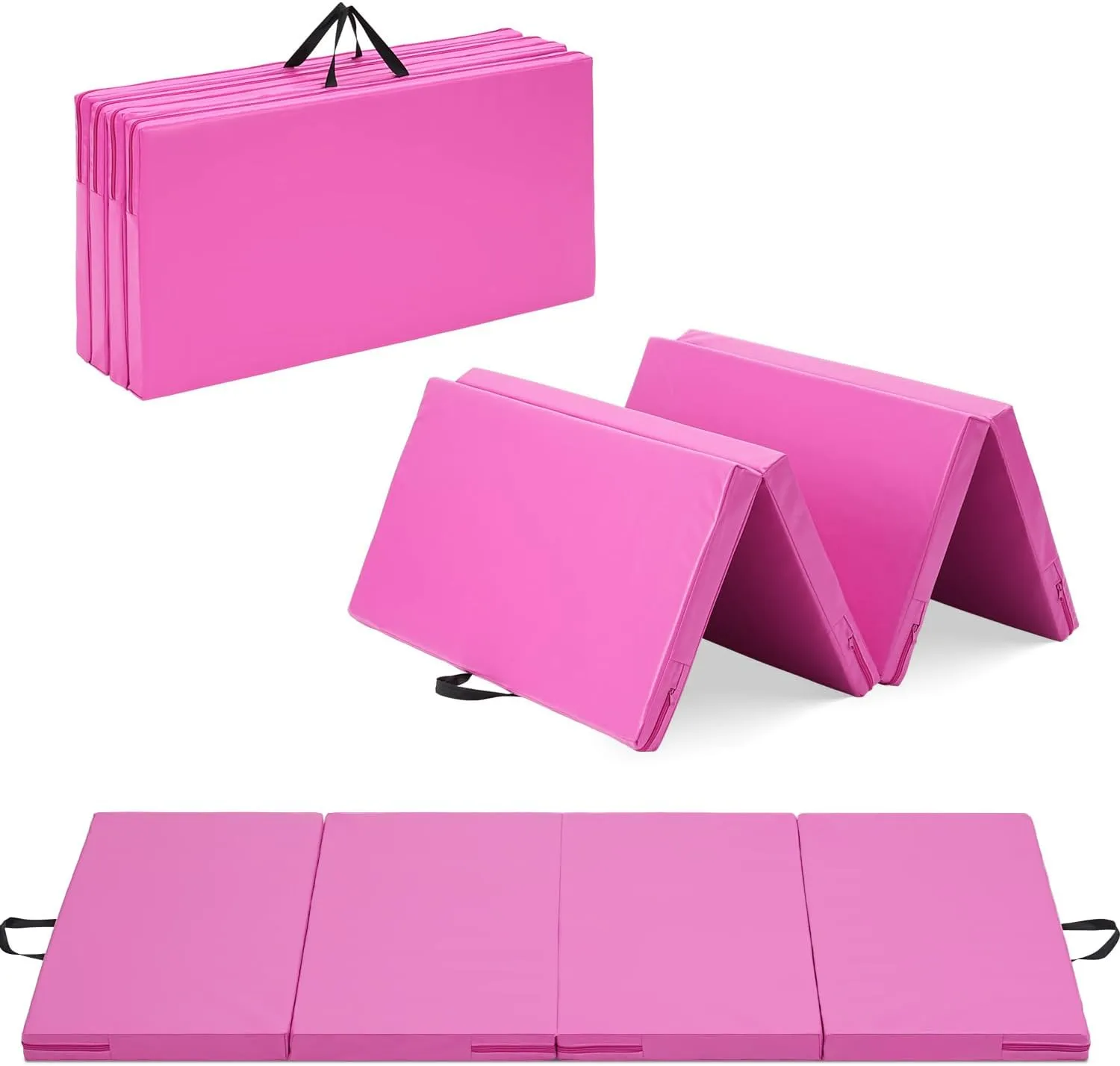 Gymnastics Mat, 3'x6'/4'x8' Thick Folding Kids' Gymnastic Tumbling Mat with Carrying Handles for Home Gym Exercise & Play