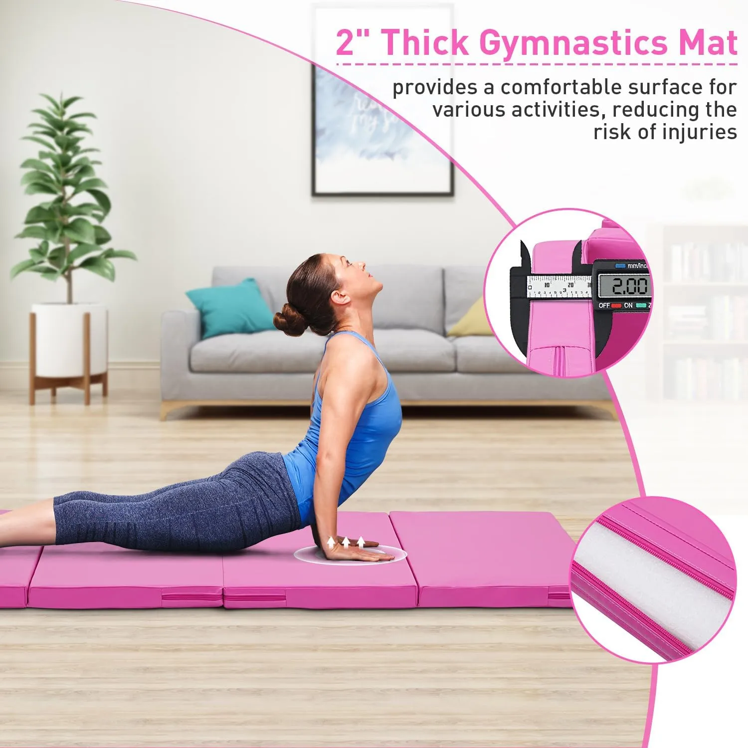 Gymnastics Mat, 3'x6'/4'x8' Thick Folding Kids' Gymnastic Tumbling Mat with Carrying Handles for Home Gym Exercise & Play