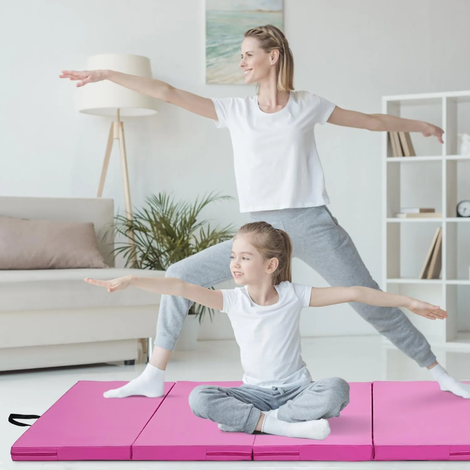Gymnastics Mat, 3'x6'/4'x8' Thick Folding Kids' Gymnastic Tumbling Mat with Carrying Handles for Home Gym Exercise & Play