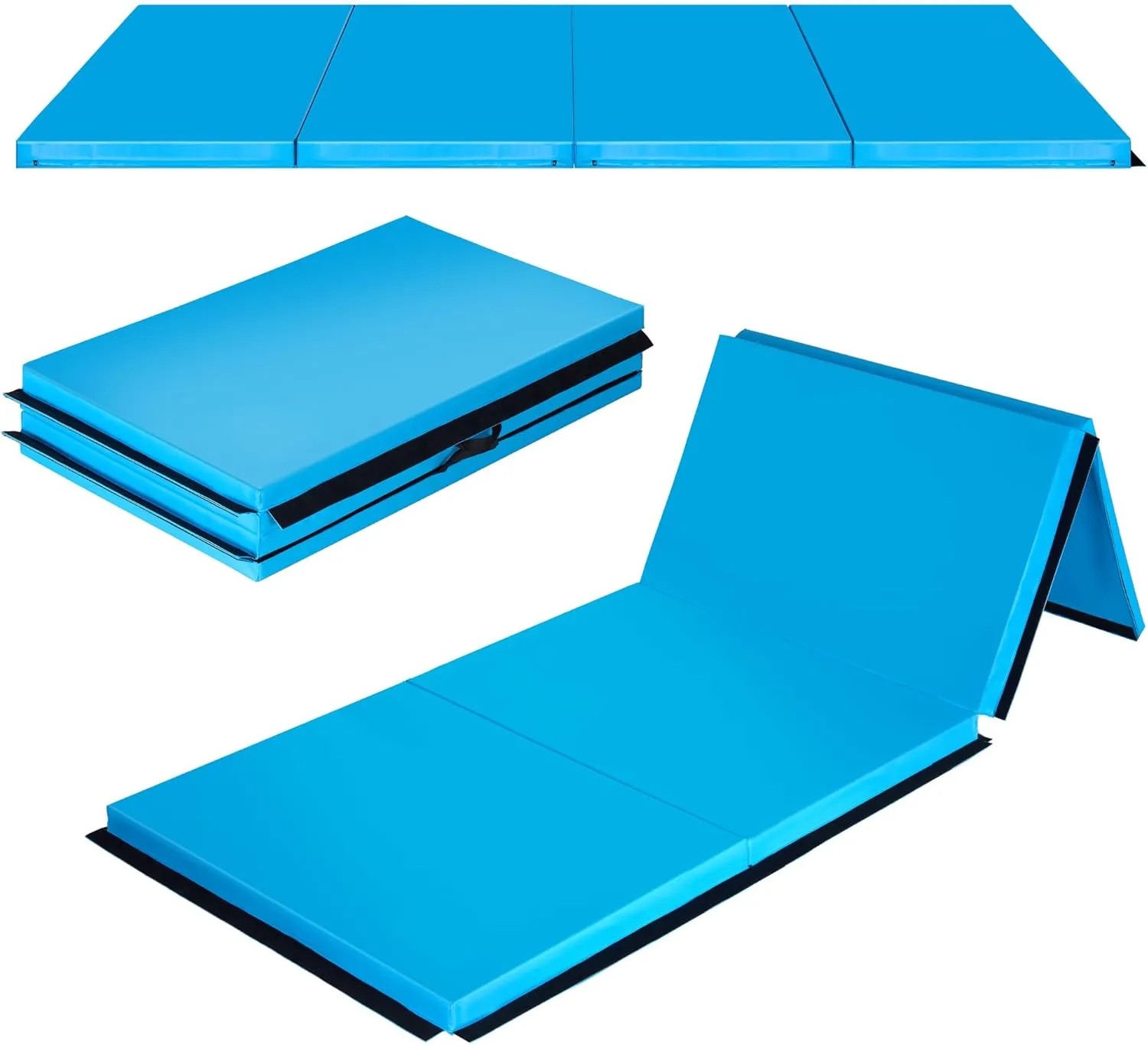 Gymnastics Mat 4'x10'x2" Thick Tumbling Mat with Carrying Handles Floding Interlocking Gym Mat for Gymnastics, Wrestling, MMA, Martial Arts, Stretching, Core Workouts