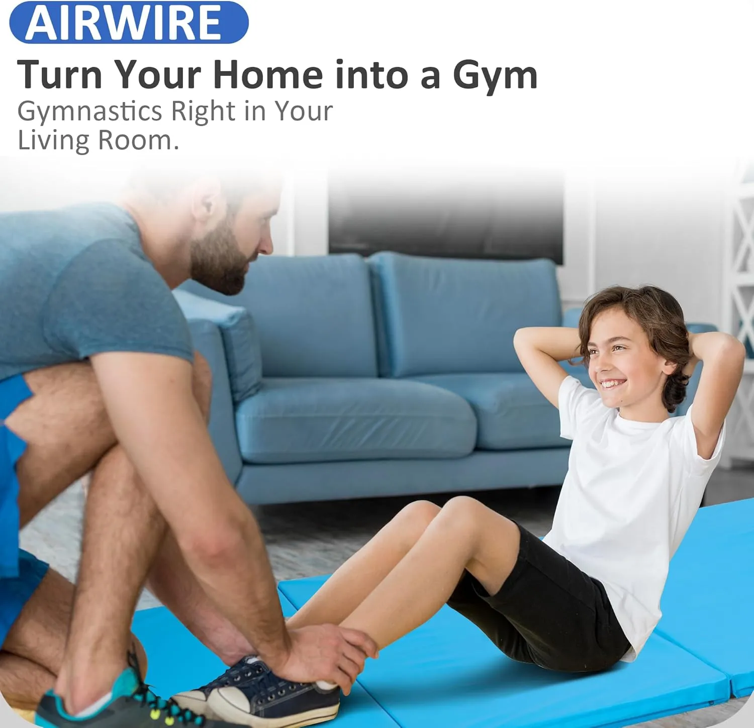 Gymnastics Mat 4'x10'x2" Thick Tumbling Mat with Carrying Handles Floding Interlocking Gym Mat for Gymnastics, Wrestling, MMA, Martial Arts, Stretching, Core Workouts
