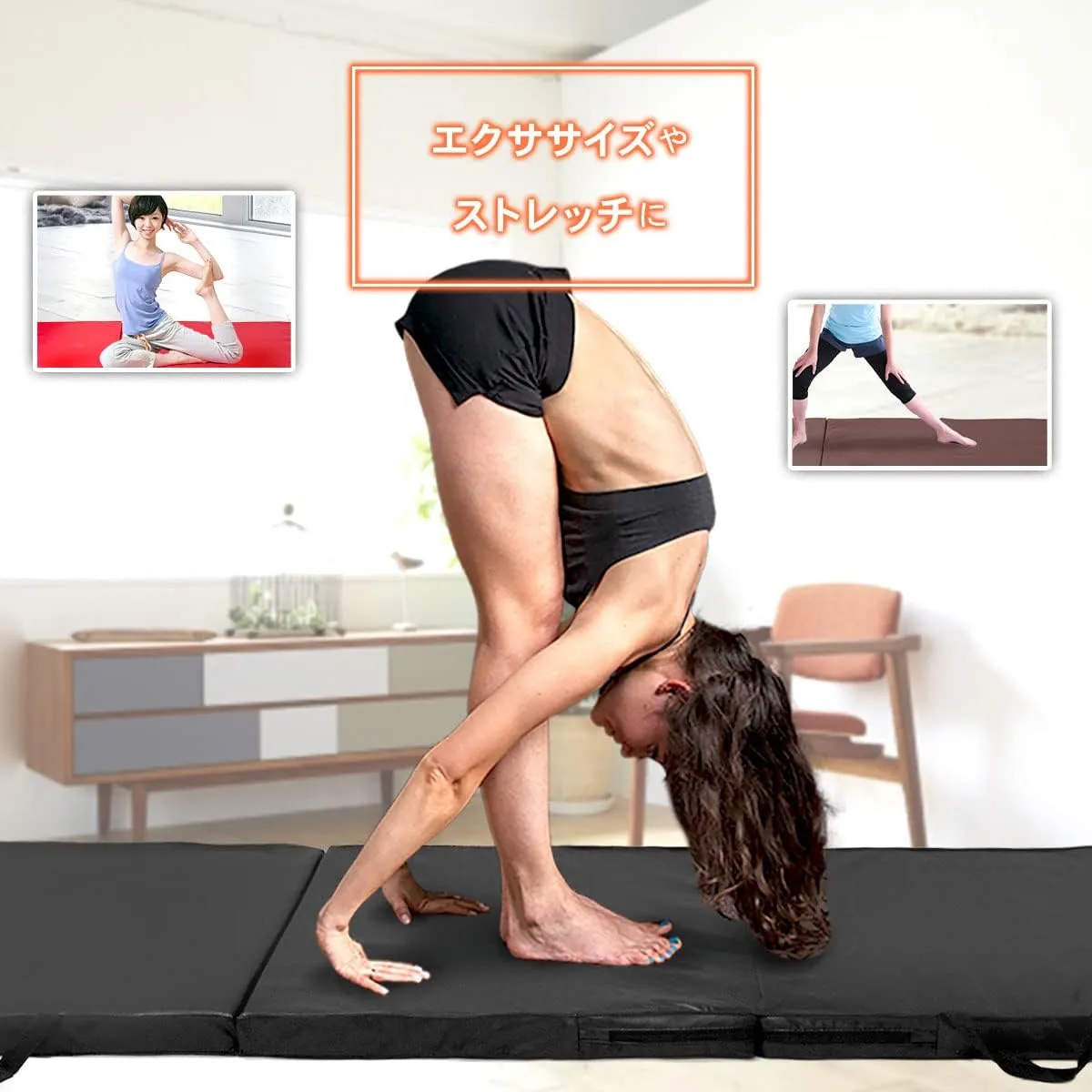 Gymnastics Mat Folding Stretch Mats 71"x24"x2" Exercise Muscle Training Children Play Horizontal Bar Mat Yoga Sports Soundproof Home Use