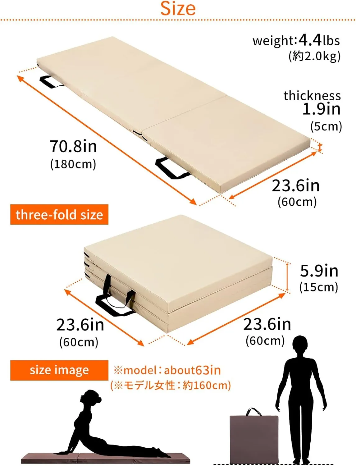 Gymnastics Mat Folding Stretch Mats 71"x24"x2" Exercise Muscle Training Children Play Horizontal Bar Mat Yoga Sports Soundproof Home Use