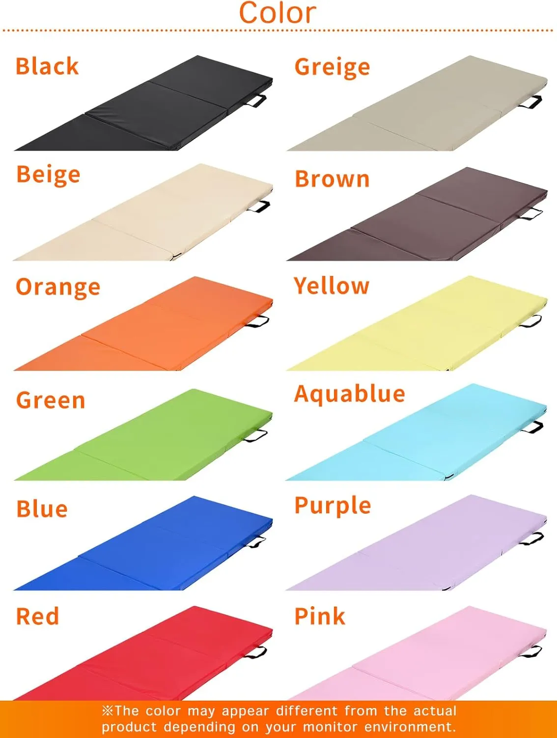 Gymnastics Mat Folding Stretch Mats 71"x24"x2" Exercise Muscle Training Children Play Horizontal Bar Mat Yoga Sports Soundproof Home Use