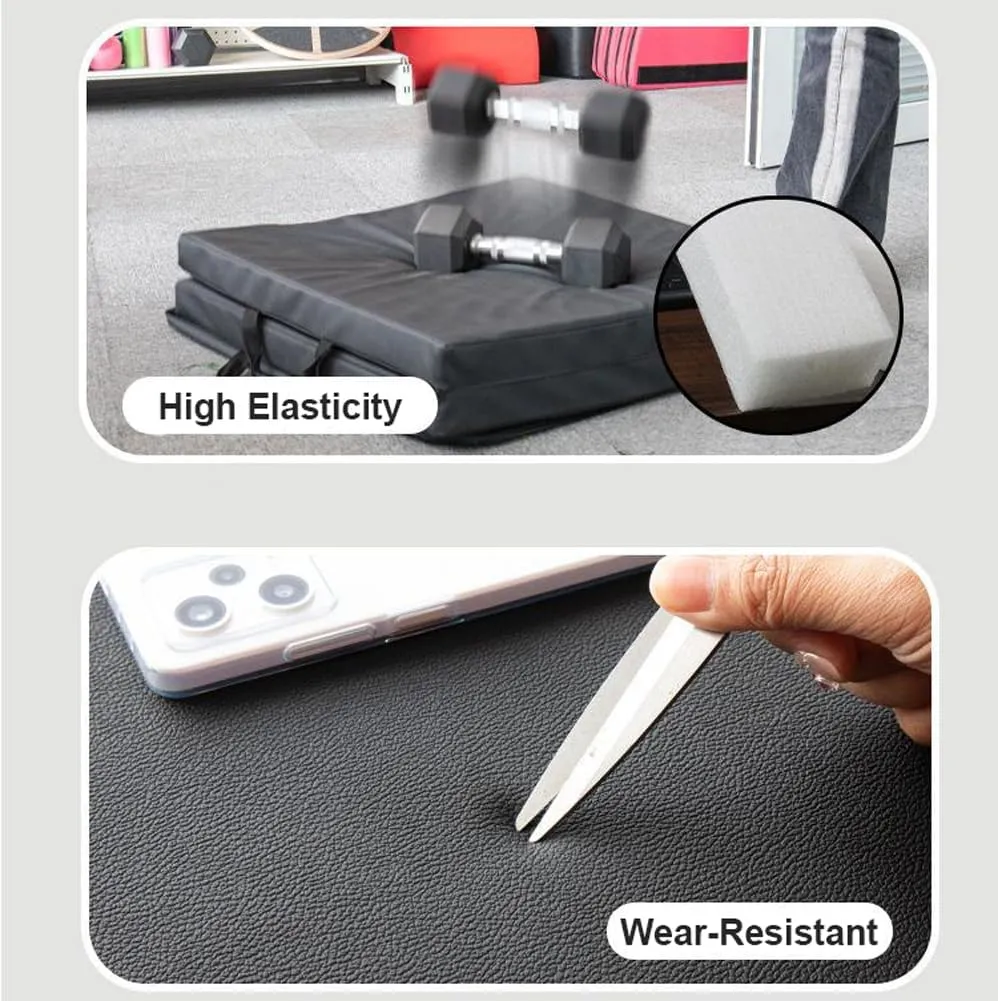 Gymnastics Mat Gym Mat Folding Mattress with Handle,2"/4" Thick Waterproof Floor Mattress Sleep Padding High Density Foam Floor Guest Bed with Removable Cover