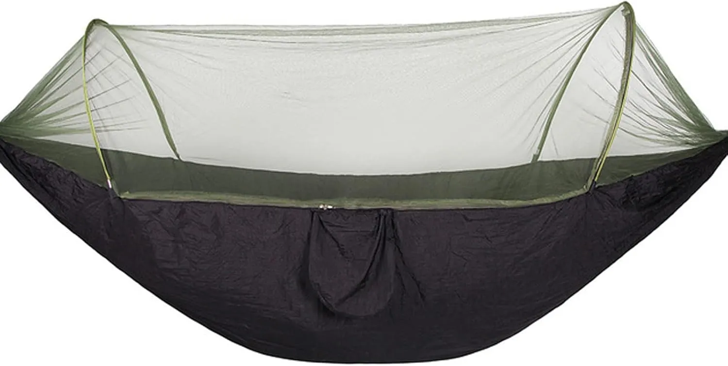 Hammocks Camping Hammock Portable Pop-up Hammock with Mosquito Net Parachute Nylon Fabric 2 Person Sleeping Swing for Outdoor Furniture Hammocks for Outside