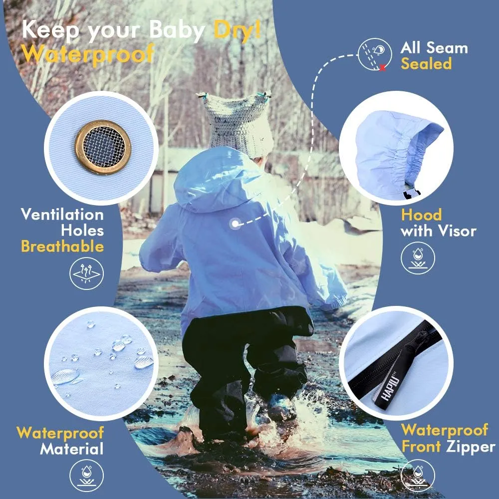 HAPIU Kids Toddler Rain Suit Muddy Buddy Waterproof Coverall