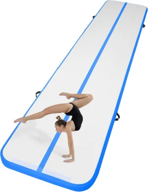 Happybuy Inflatable Air Gymnastic Mat, 4 inches Thickness Air Tumble Track with Electric Air Pump,Dubrable Material Air Mat for Home Use/Training/Cheerleading/Yoga/Water