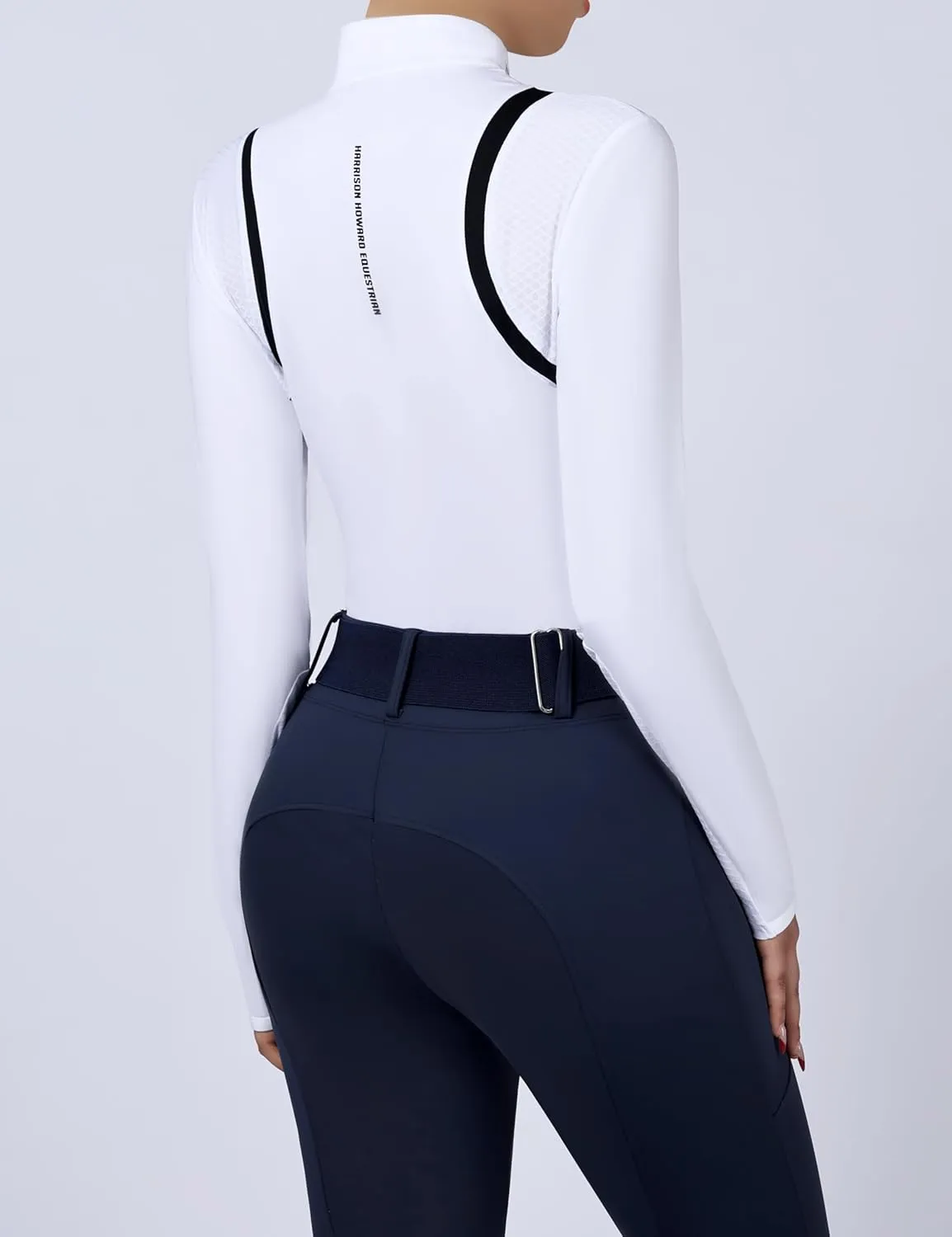 Harrison Howard Horse Riding Shirts w/Ventilation Underarms Inner Arms Shirts for Women Horse Riding Top 1/4 Zip Design