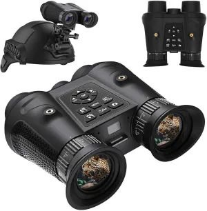 Head-Mounted Night Vision Goggles for Adults, 3D VR Night Vision Binoculars, Include 2 * 32GB Card to Save 3D Photos/Videos, 6X Digital Zoom