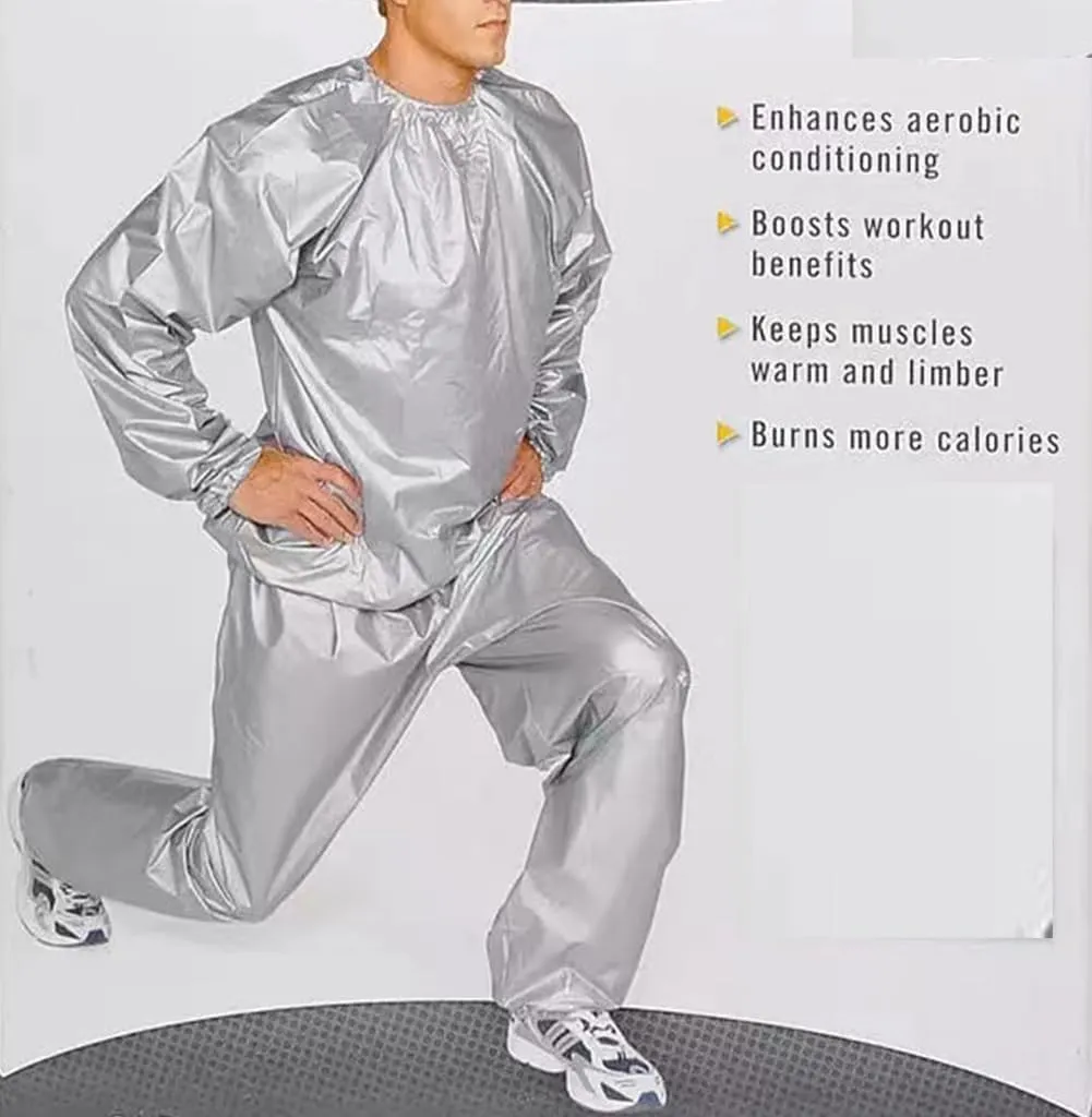 Heavy Duty Sauna Suit Men Women Weight Loss Exercise Slimming Gym Fitness Workout Anti-Rip Sweat Suit