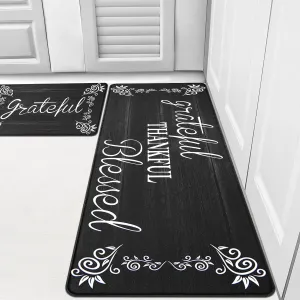 HEBE Anti Fatigue Kitchen Mat Set of 2 Non Slip Cushioned Kitchen Mats for Floor Waterproof Farmhouse Kitchen Rugs and Mats Set Comfort Standing Desk Mat Carpet for Sink,Office,Laundry