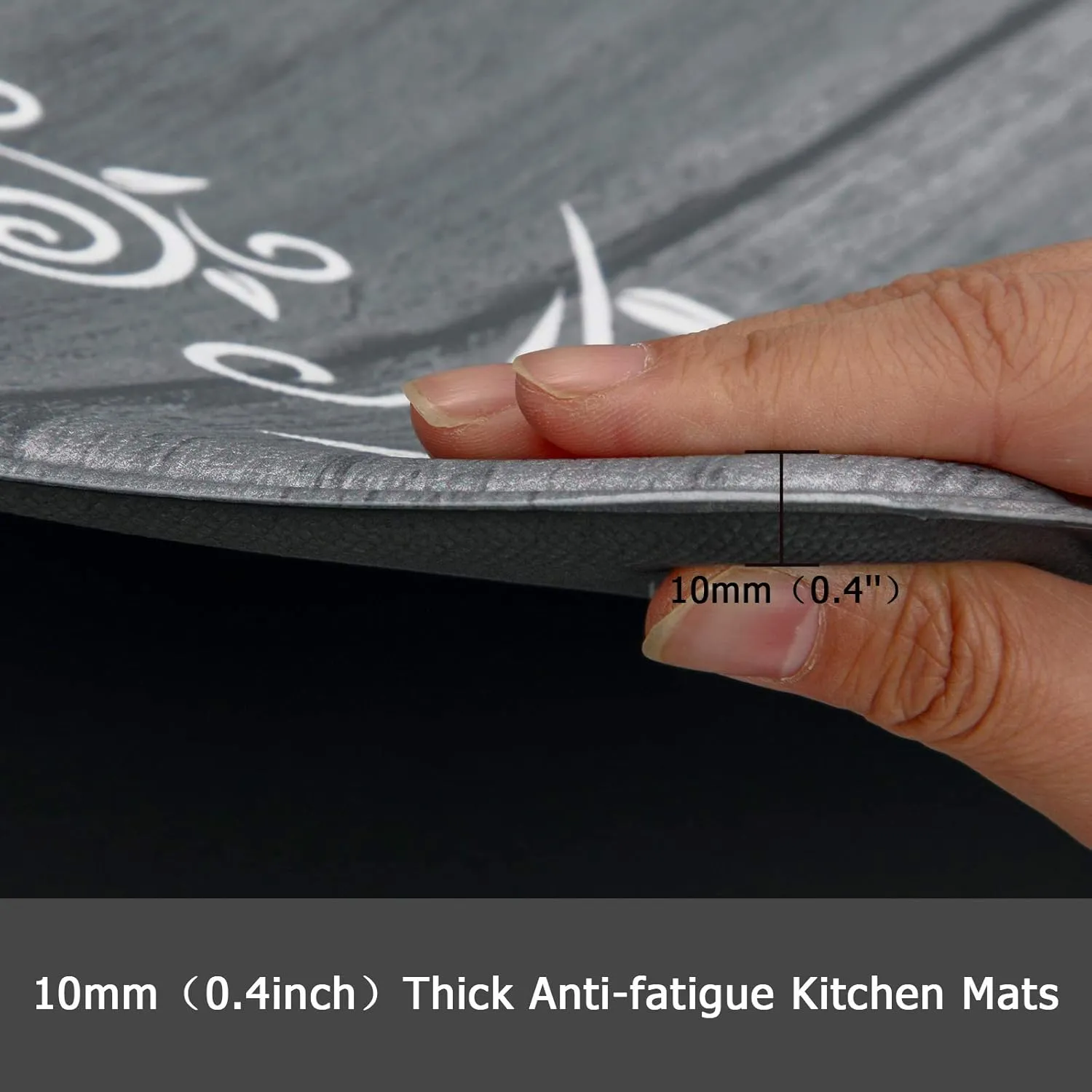 HEBE Anti Fatigue Kitchen Mat Set of 2 Non Slip Cushioned Kitchen Mats for Floor Waterproof Farmhouse Kitchen Rugs and Mats Set Comfort Standing Desk Mat Carpet for Sink,Office,Laundry