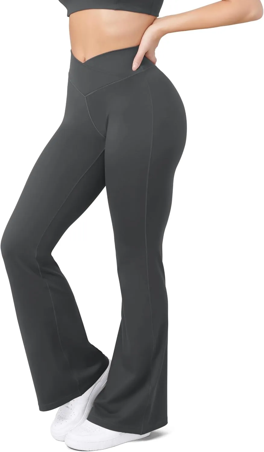 HEGALY Women's Flare Yoga Pants - Crossover Flare Leggings High Waisted Tummy Control Workout Casual Bootcut Pants